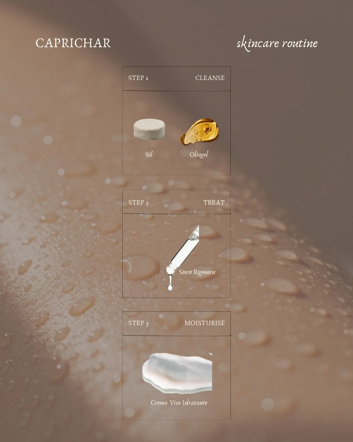 La skincare pu&ograve; essere semplice, pochi passaggi ma essenziali, non abbiamo bisogno di troppe cose. 
E&rsquo; proprio in questo che Caprichar vuole differenziarsi, creare prodotti multifunzionali che ti permettono di usare meno cose ma con risu