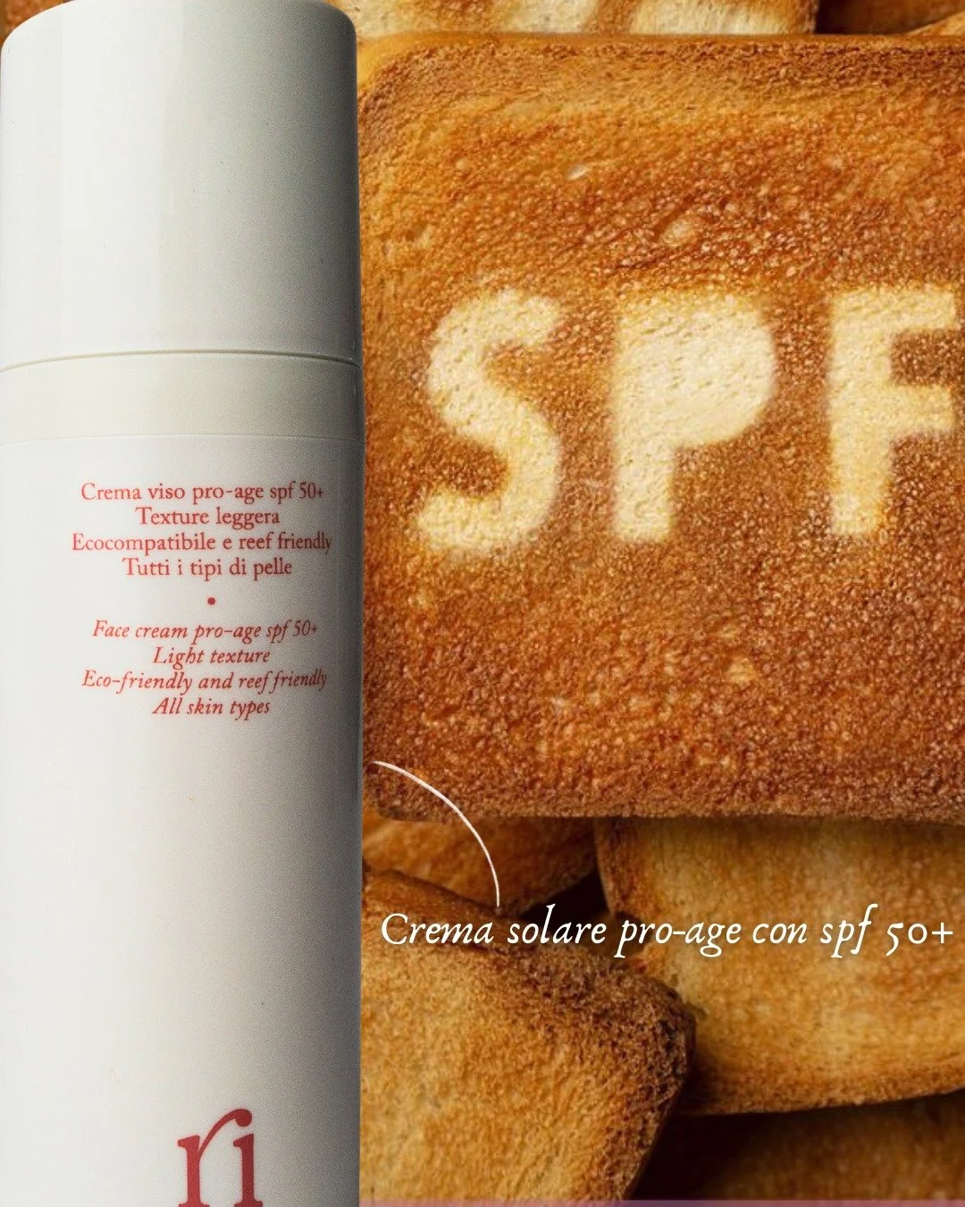 Don&rsquo;t get toasted! (or burnt 😉)
Proteggi la tua pelle ogni giorno ☀️🧴
La nostra crema solare pro-age SPF 50+ &egrave; adatta a tutti i tipi di pelle e aiuta a prevenire l&rsquo;invecchiamento cutaneo.

✨ Lo sapevi?
 La protezione solare va us