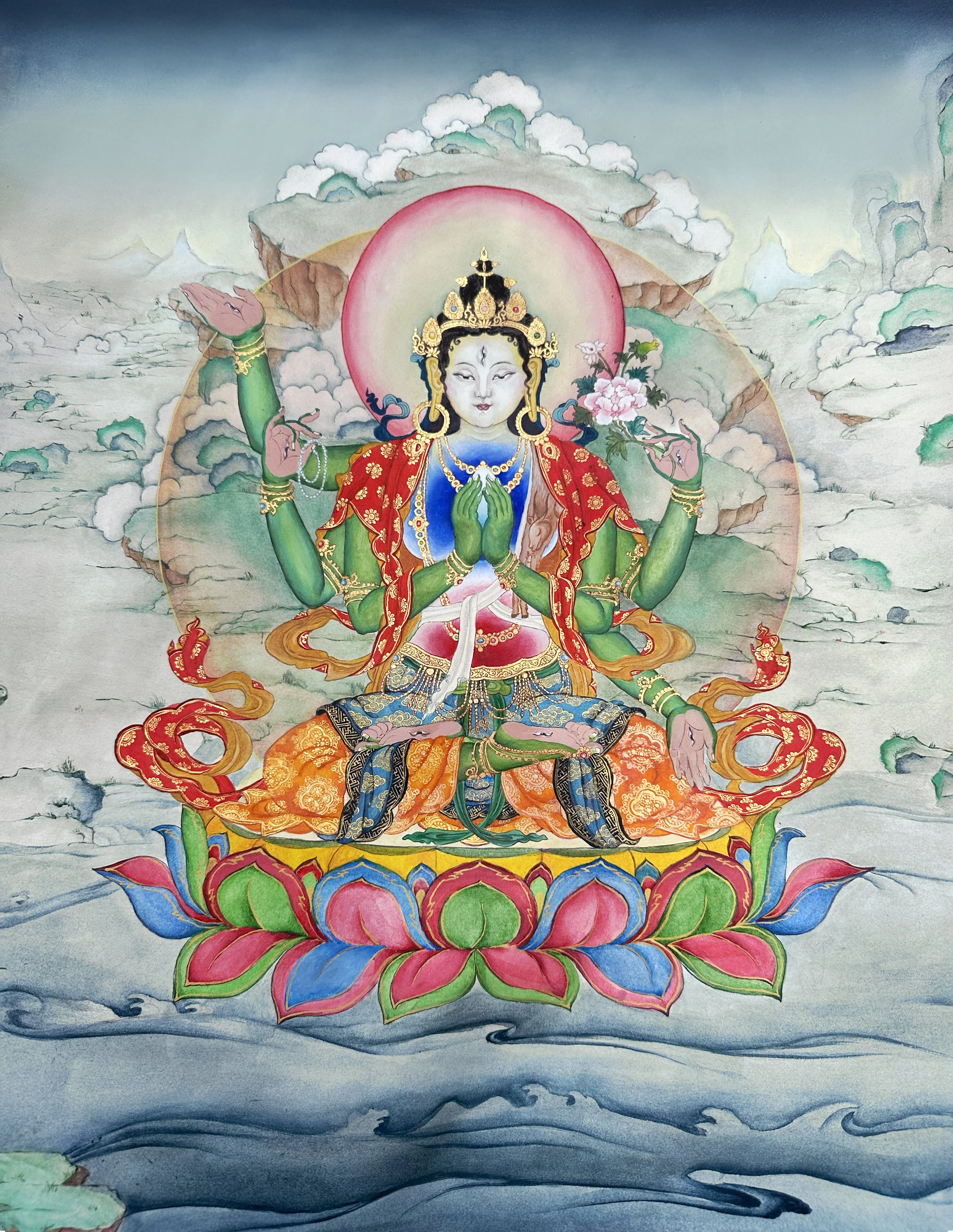 All Tara in One, mineral paint on paper, 22"x26" (2026)