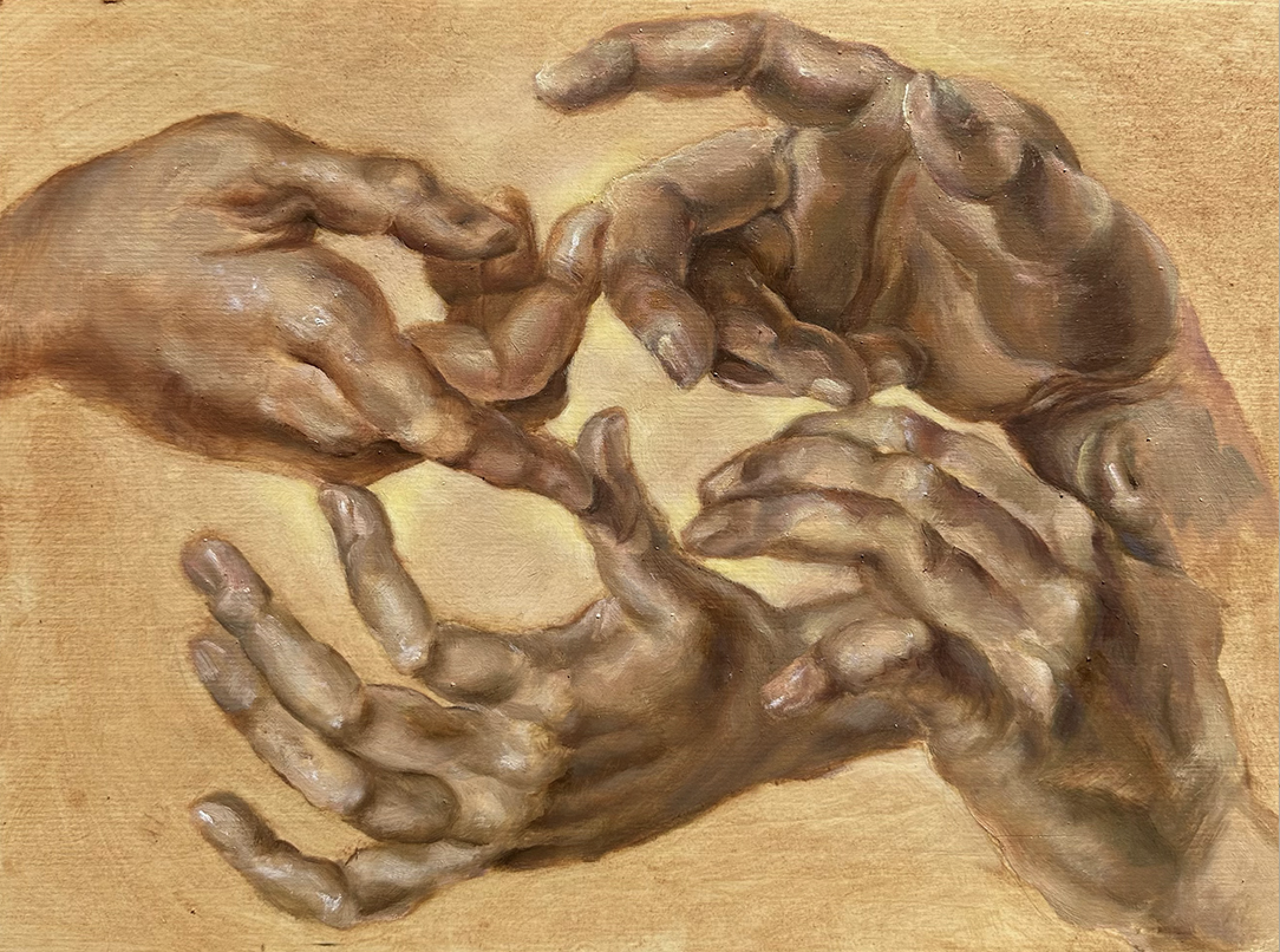 Point of Contact, oil on wood 12"x16" (2026)