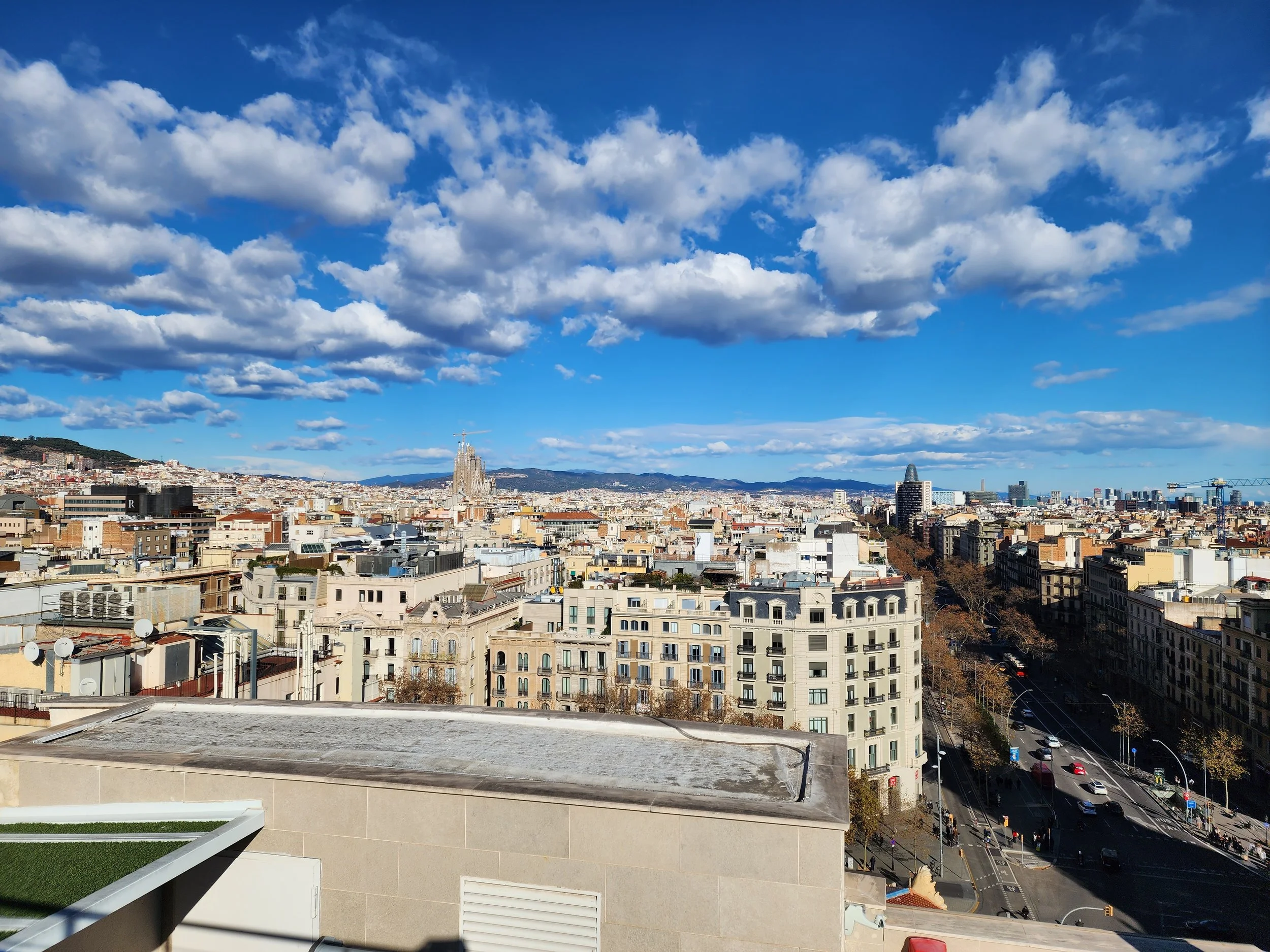 Distant View of La Sagrada Familia Cathedral