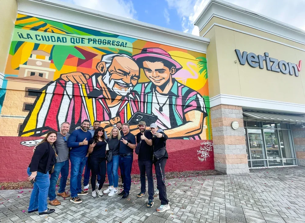 Verizon Hialeah Mural by Miss Lushy, Roc Sol, Dennis Perez and Project Roadmap Murals - Miami Mural Team, Hialeah Murals