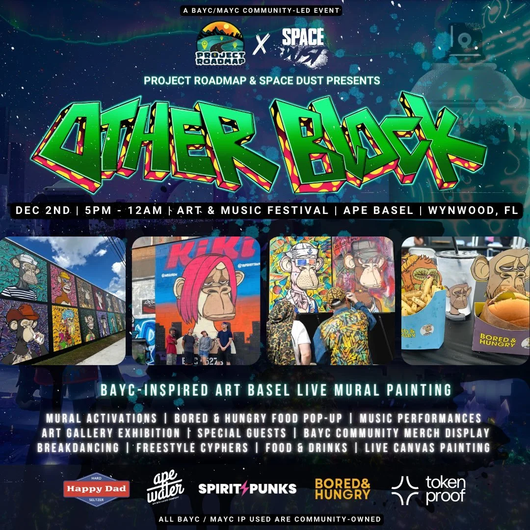 Otherblock Ape Basel Miami Flyer hosted by Roc Sol, Swickie, Peter Fang and Christine Olivera - A Project Roadmap and Space Dust Collaboration