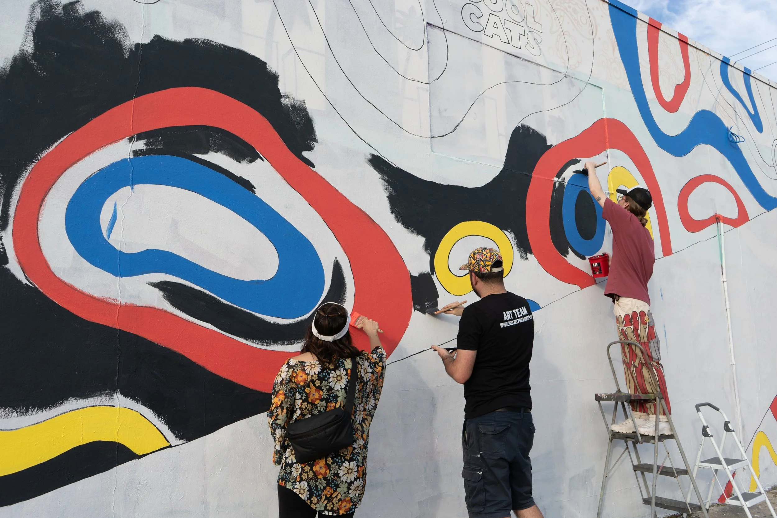 Cool Cats Mural by Roc Sol and Project Roadmap with Clon Swickie Dee Perez Robin Hood Art Basel 2023