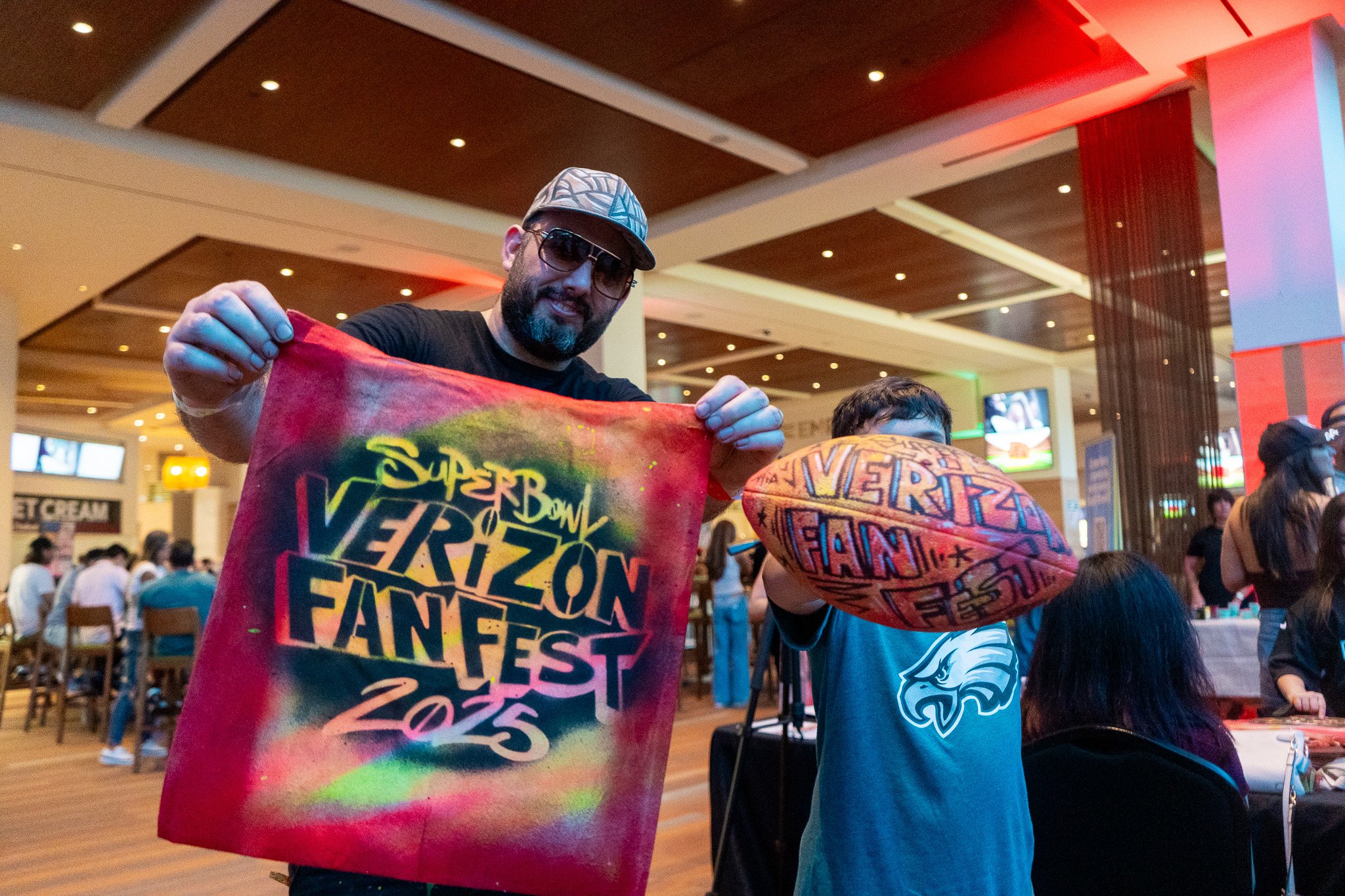 Paint by Numbers mural experience in Miami for the Super Bowl LIX Verizon FanFest Miami Dolphins by Roc Sol Project Roadmap Dee Perez Miss Lushy Miami muralist artist