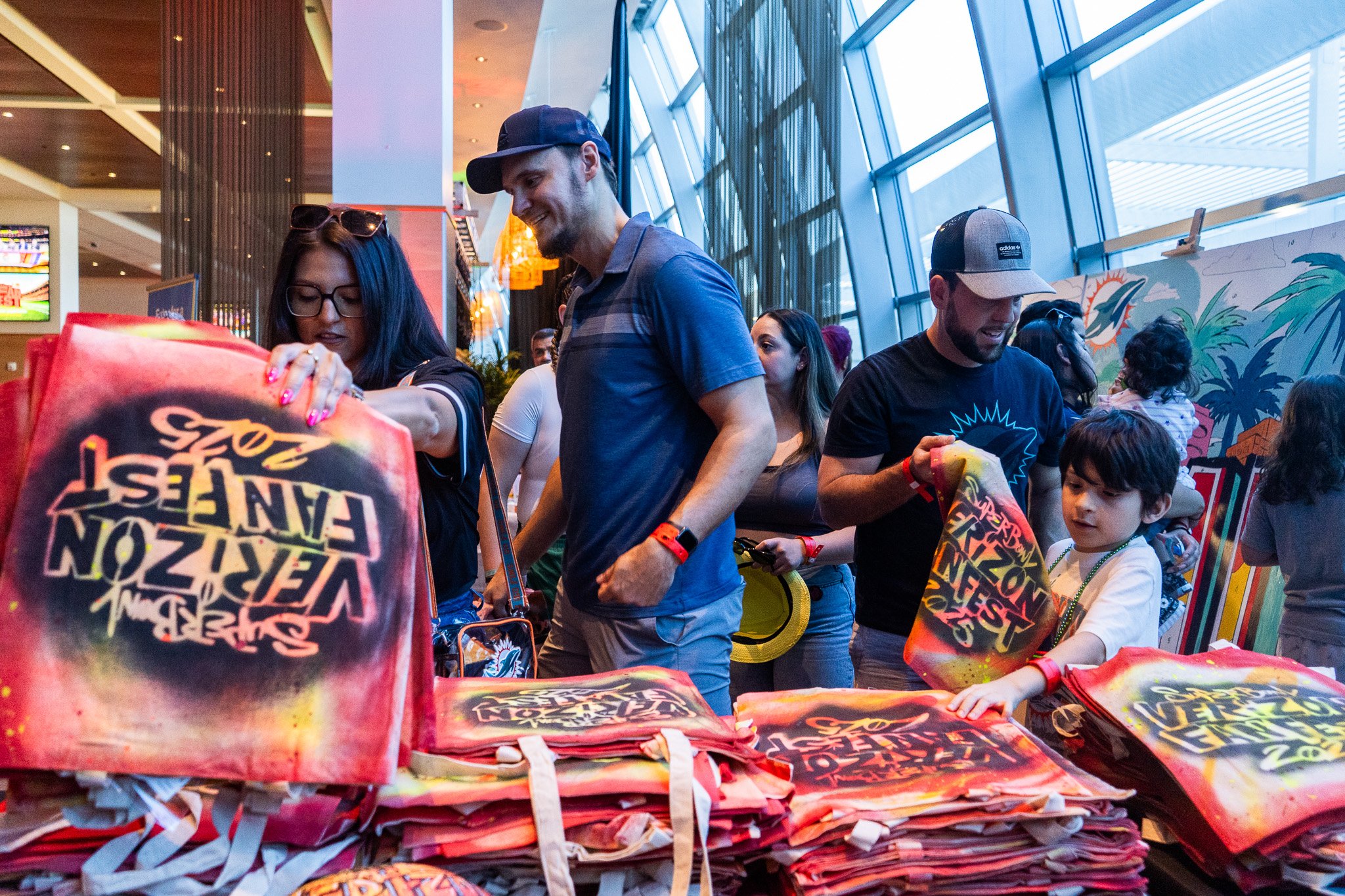 Paint by Numbers mural experience in Miami for the Super Bowl LIX Verizon FanFest Miami Dolphins by Roc Sol Project Roadmap Dee Perez Miss Lushy Miami muralist artist