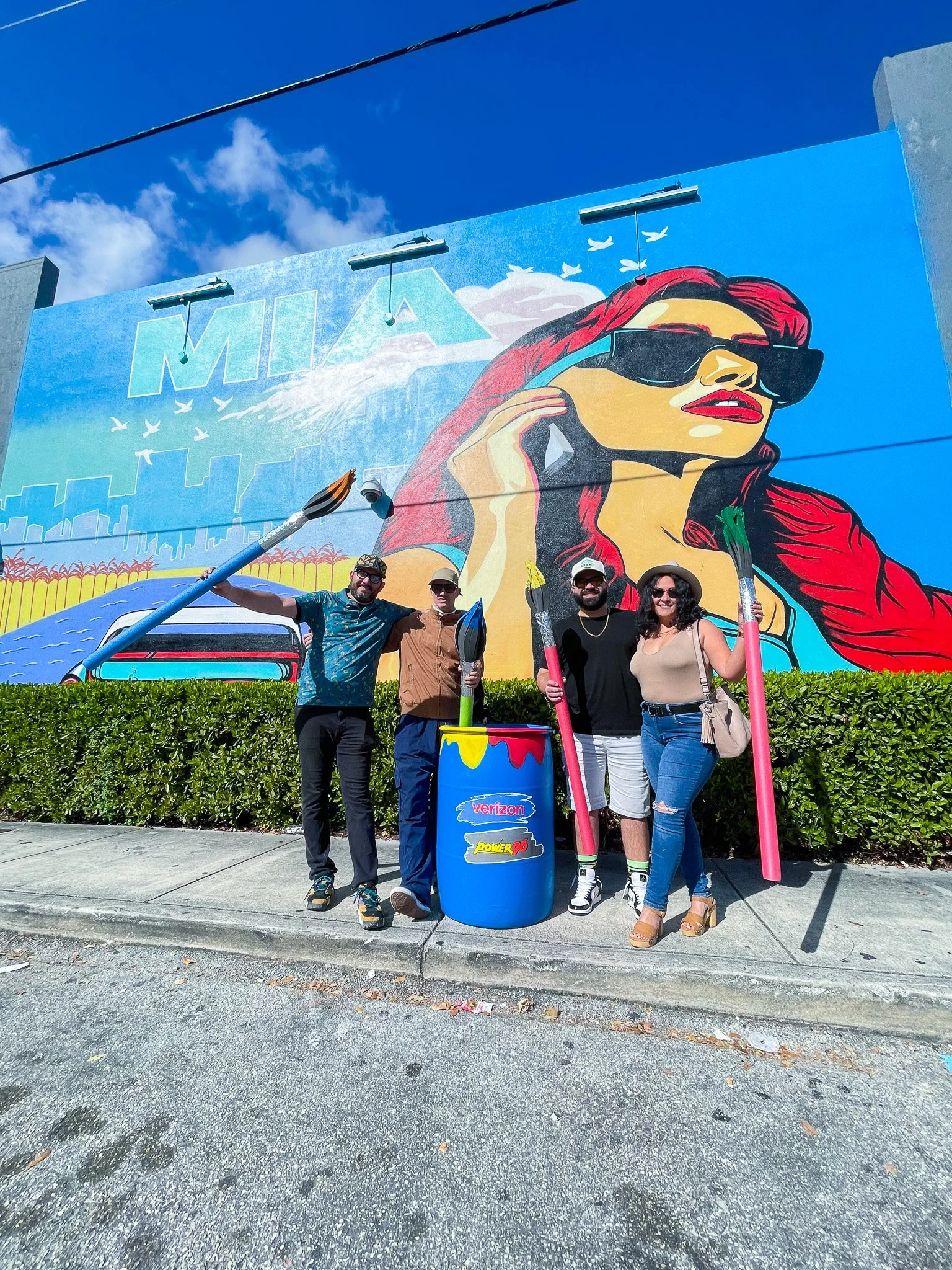 Miami Verizon Mural Selfie with Power 96 Power96 Roc Sol Dee Perez Miss Lushy Project Roadmap Murals in Wynwood Midtown Miami Coconut Grove and Hialeah Murals Project Love Letters to Miami Murals BrandXR Augmented Reality AR Mural
