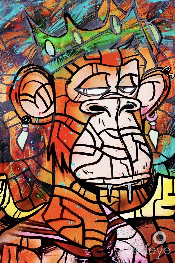 Roc Sol painting bored ape canvases live at Miami Web3 Happy Hour in Miami Beach Magic City Apes World Red Eye