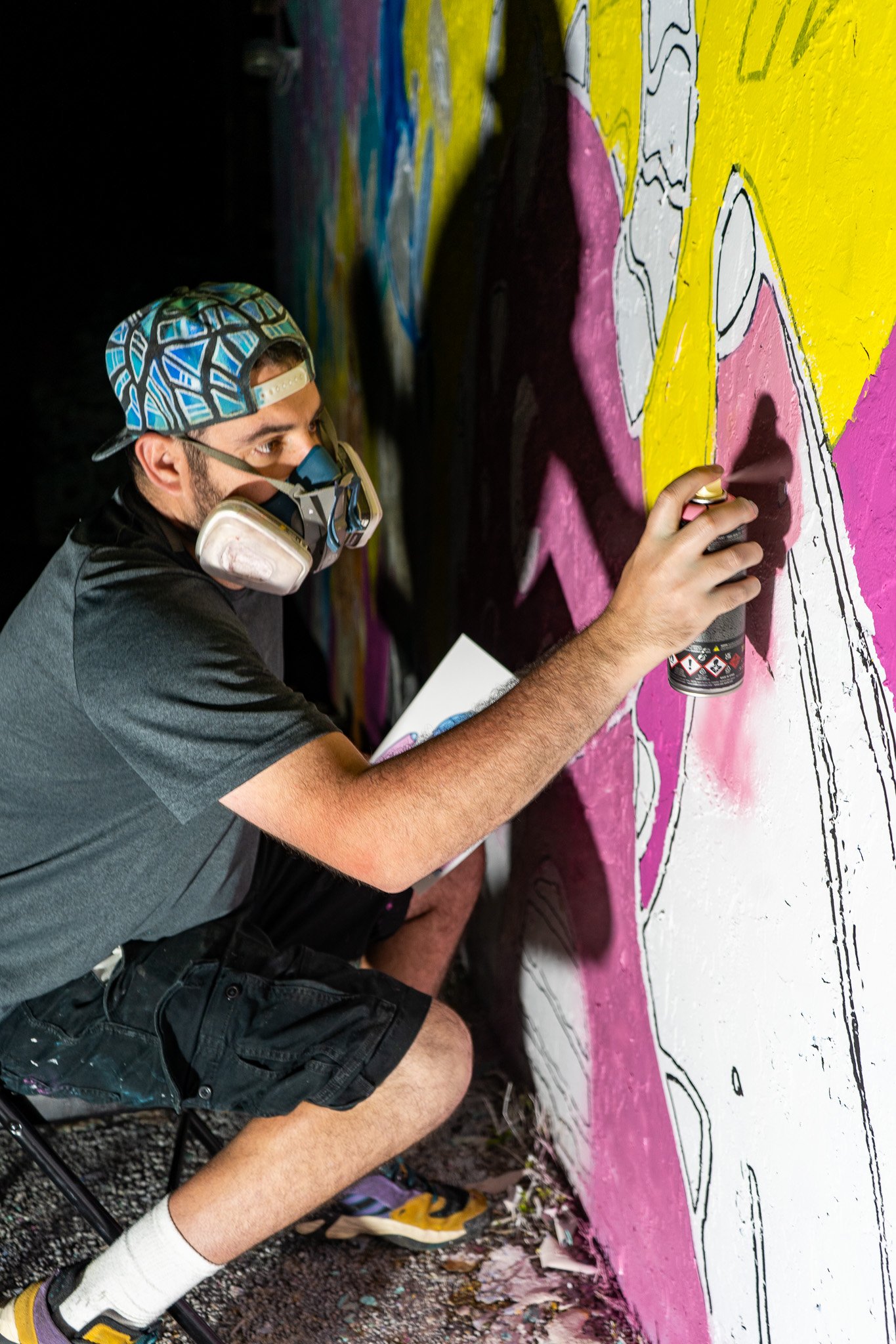 Roc Sol painting Quirkies NFT Mural in Wynwood Street Art