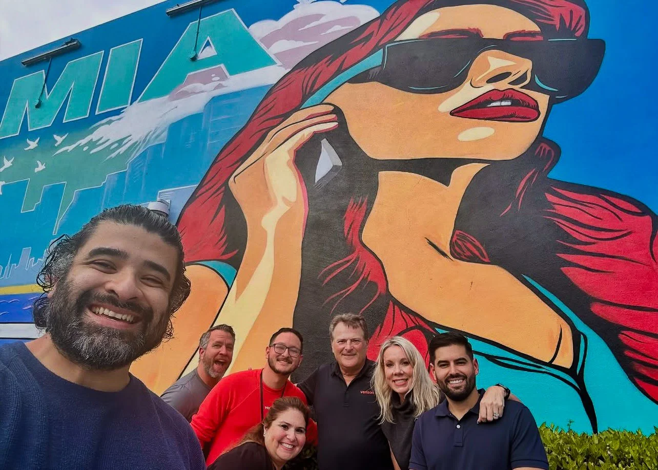 Miami Verizon Mural Selfie with Power 96 Power96 Roc Sol Dee Perez Miss Lushy Project Roadmap Murals in Wynwood Midtown Miami Coconut Grove and Hialeah Murals Project Love Letters to Miami Murals BrandXR Augmented Reality AR Mural