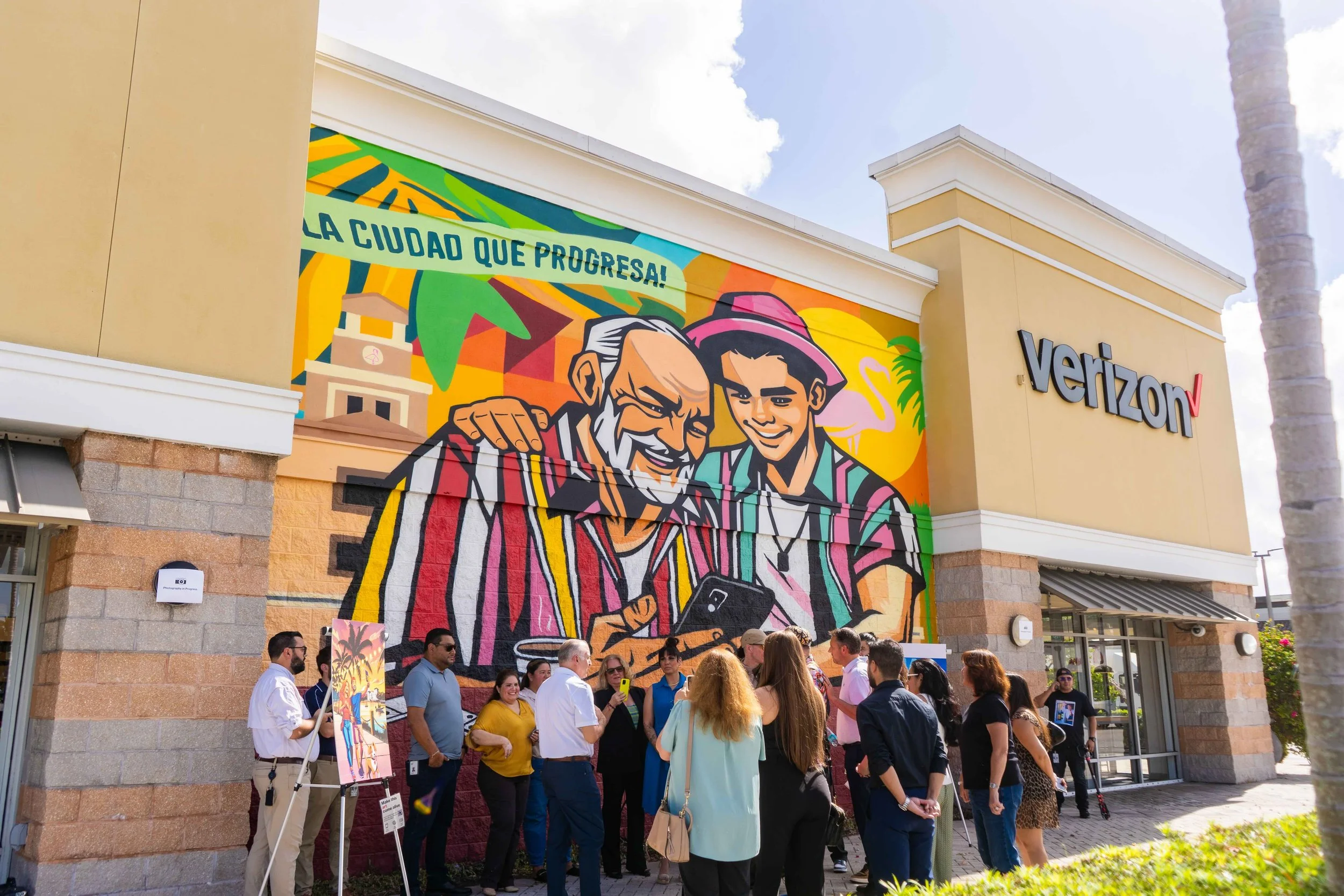 Verizon Hialeah Mural by Miss Lushy, Roc Sol, Dennis Perez and Project Roadmap Murals - Miami Mural Team, Hialeah Murals