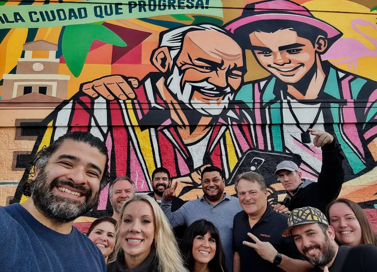 Miami Verizon Mural Selfie with Power 96 Power96 Roc Sol Dee Perez Miss Lushy Project Roadmap Murals in Wynwood Midtown Miami Coconut Grove and Hialeah Murals Project Love Letters to Miami Murals BrandXR Augmented Reality AR Mural