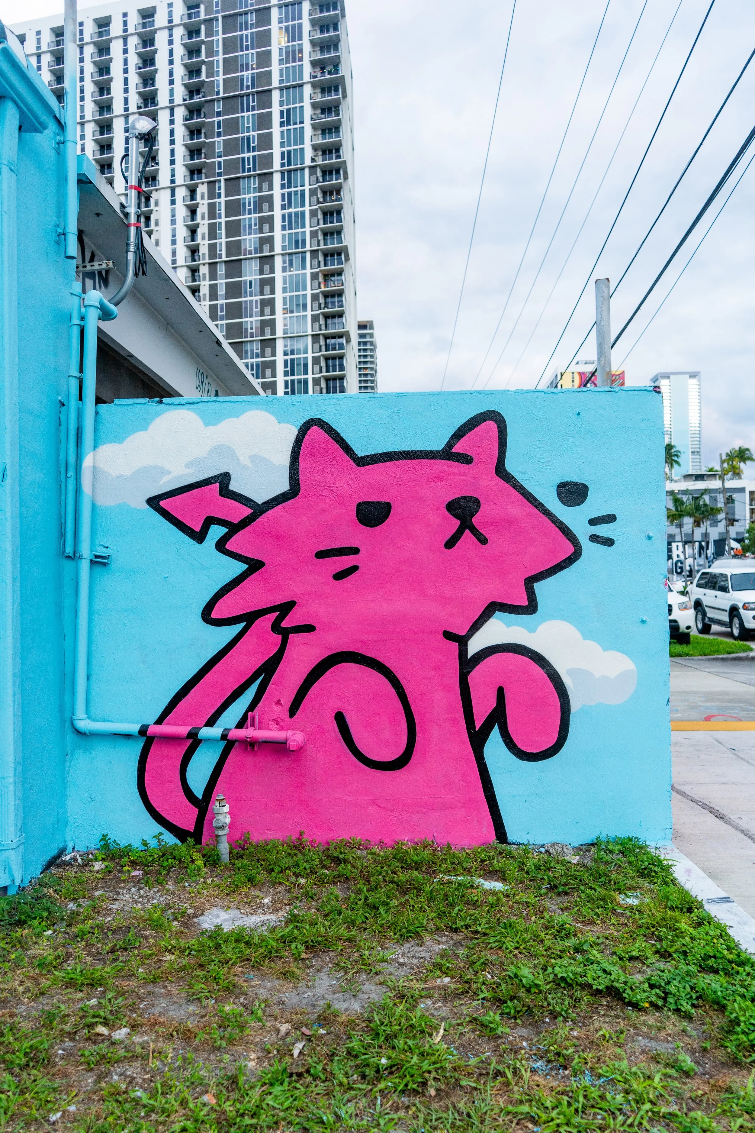 Doodles Mural - White Walls Mural - Miami Wynwood Midtown Miami Murals - Painted by Roc Sol and Dee Perez from Project Roadmap Murals - Wynwood Walls - Wynwood Mural - Miami Murals - Doodles NFT Mural - Pharrell Williams - Blondie White Walls App