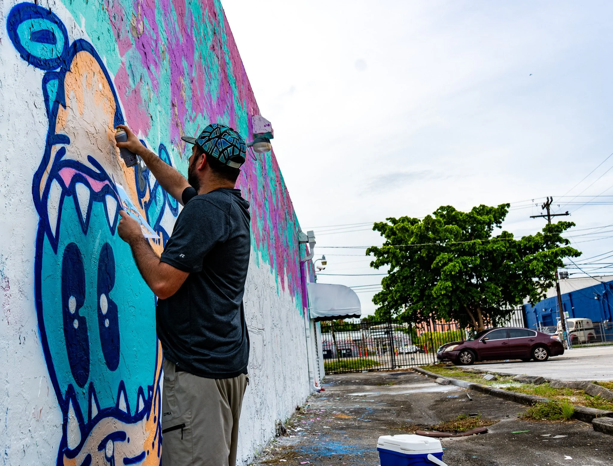 Roc Sol painting Quirkies Mural in Wynwood