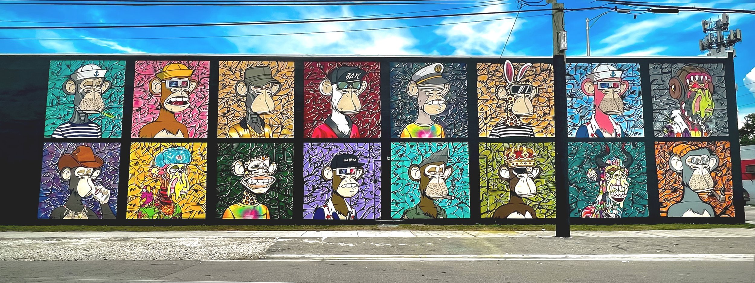 Bored Ape Wall of Fame Mural in Miami by Roc Sol Wynwood Allapattah - BAYC Mural in Miami