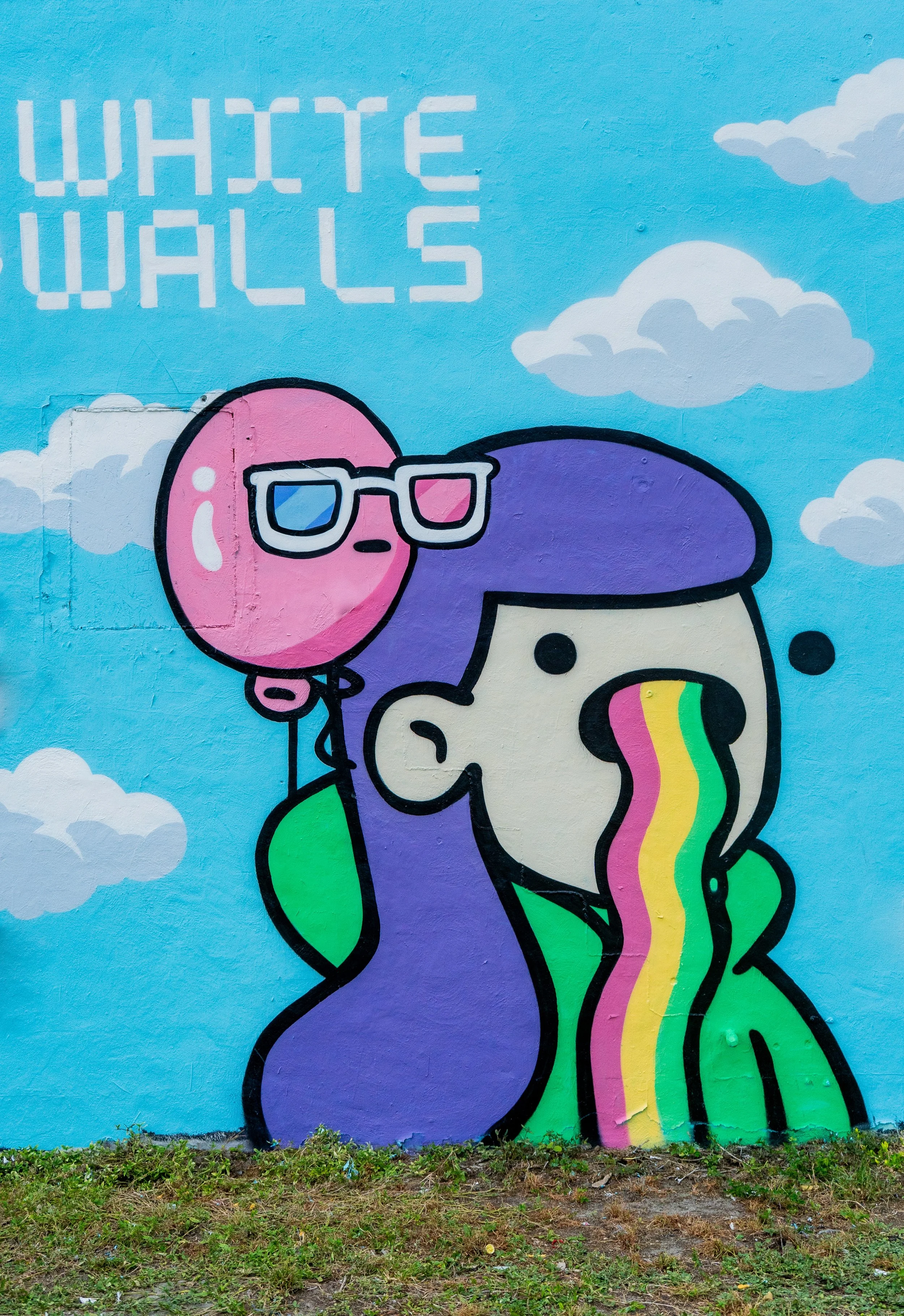 Doodles Mural - White Walls Mural - Miami Wynwood Midtown Miami Murals - Painted by Roc Sol and Dee Perez from Project Roadmap Murals - Wynwood Walls - Wynwood Mural - Miami Murals - Doodles NFT Mural - Pharrell Williams - Blondie White Walls App