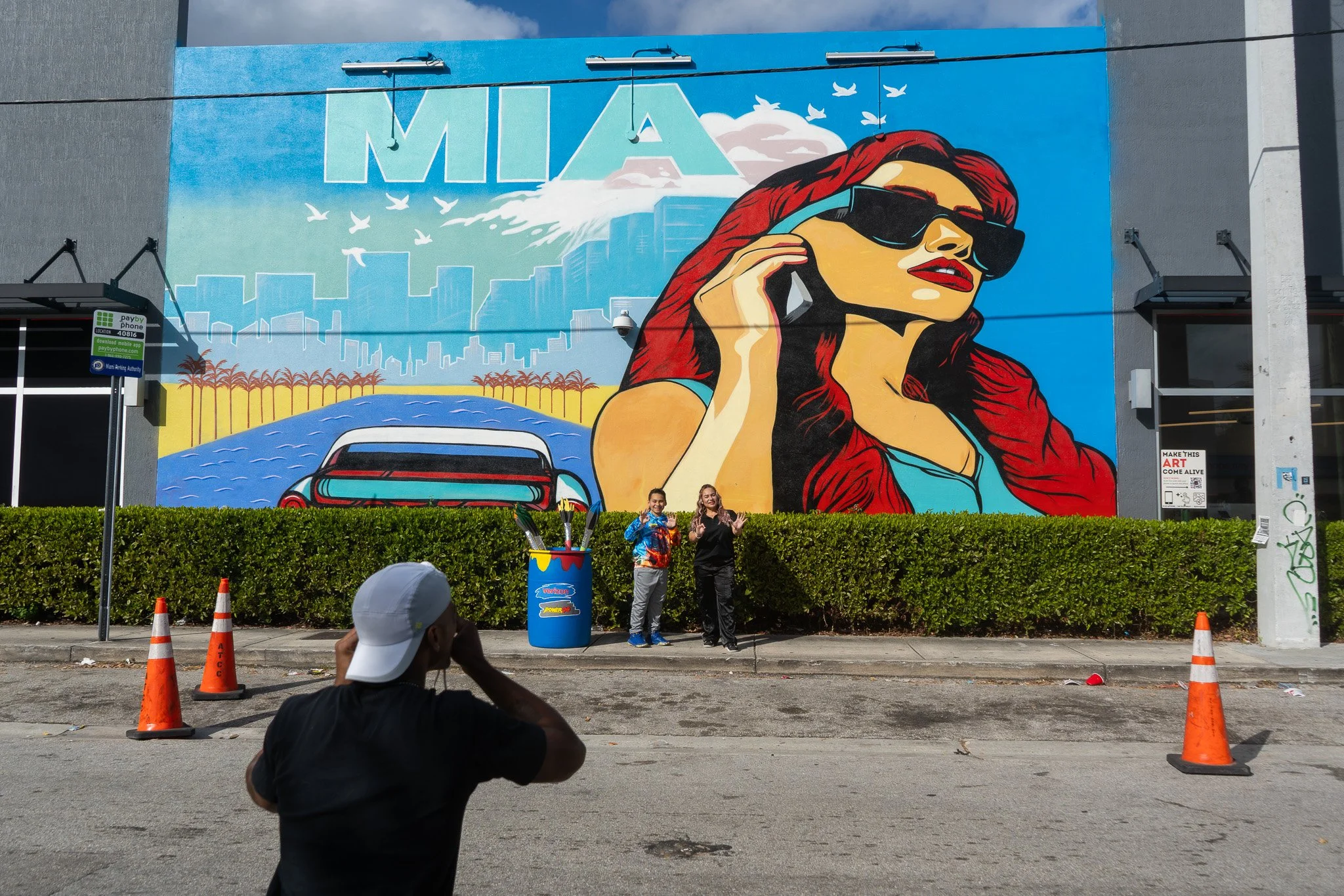 Miami Verizon Mural Selfie with Power 96 Power96 Roc Sol Dee Perez Miss Lushy Project Roadmap Murals in Wynwood Midtown Miami Coconut Grove and Hialeah Murals Project Love Letters to Miami Murals BrandXR Augmented Reality AR Mural