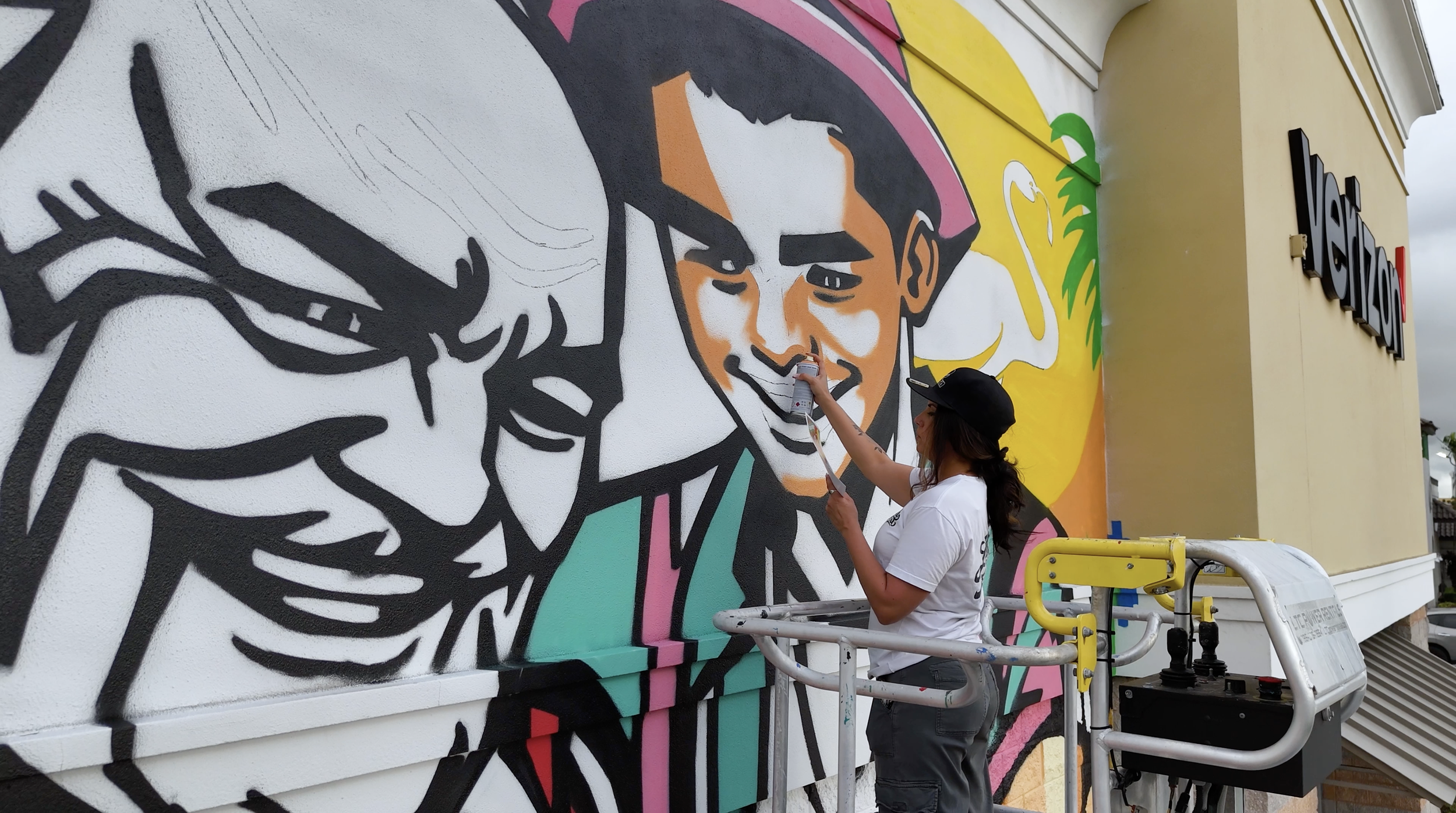 Verizon Hialeah Mural by Miss Lushy, Roc Sol, Dennis Perez and Project Roadmap Murals - Miami Mural Team, Hialeah Murals