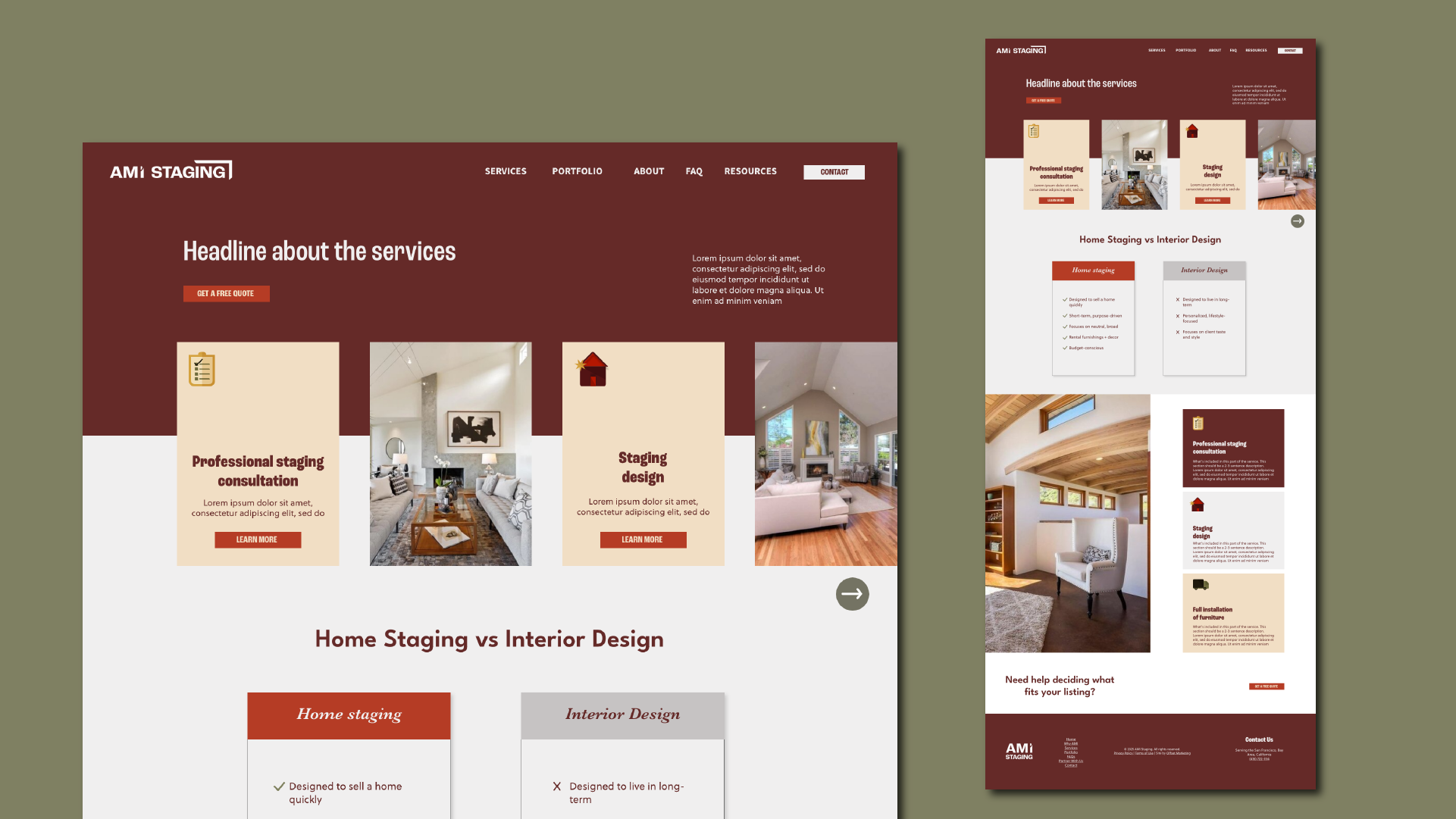 AMI Staging custom website design — real estate staging company site by Offset Marketing