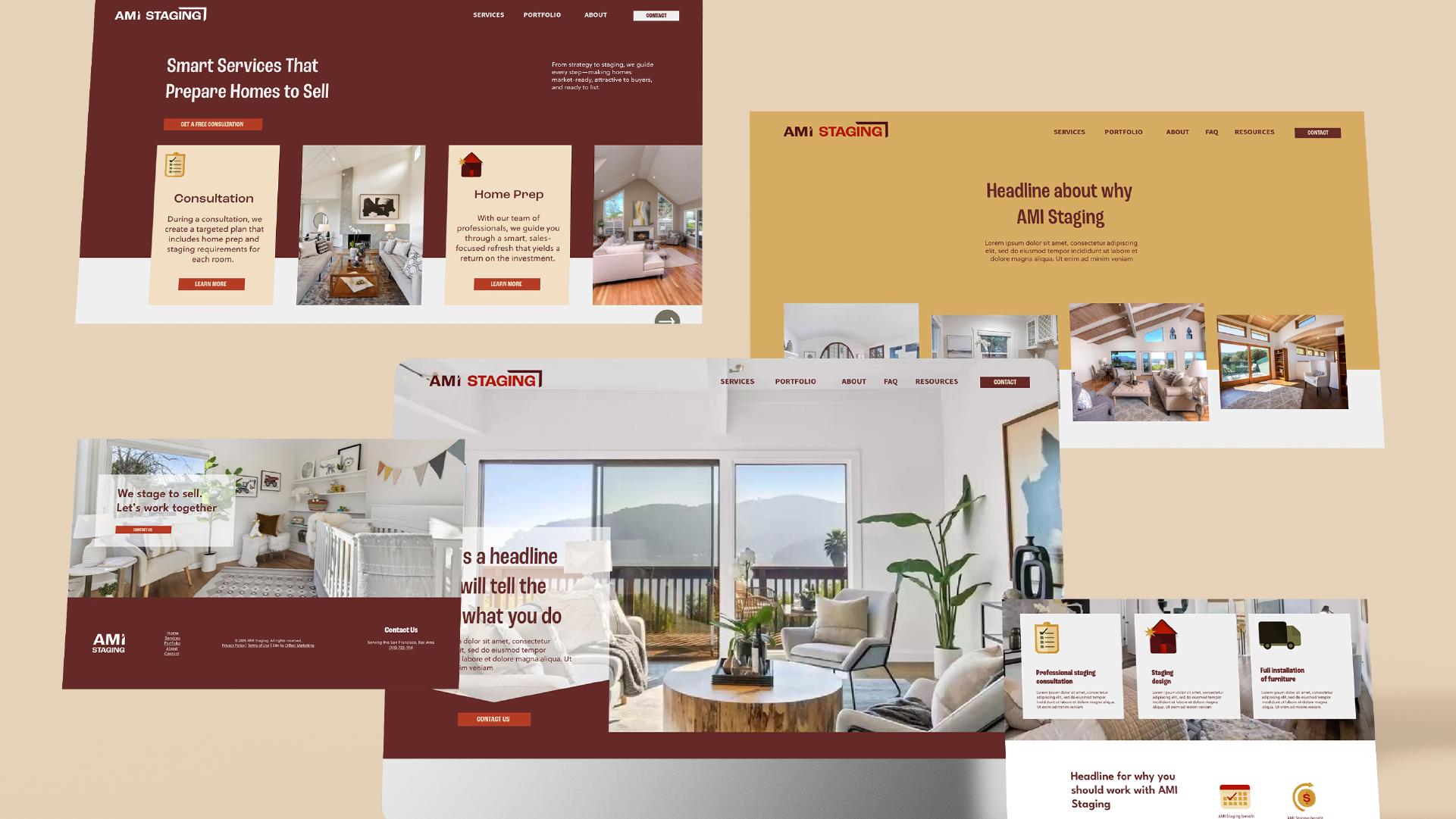 Human-centered design research document — brand strategy process for AMI Staging rebrand