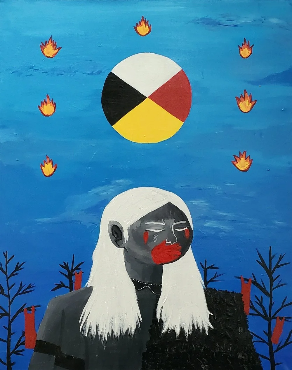 "7 Fires" acrylic, 2020 - SOLD