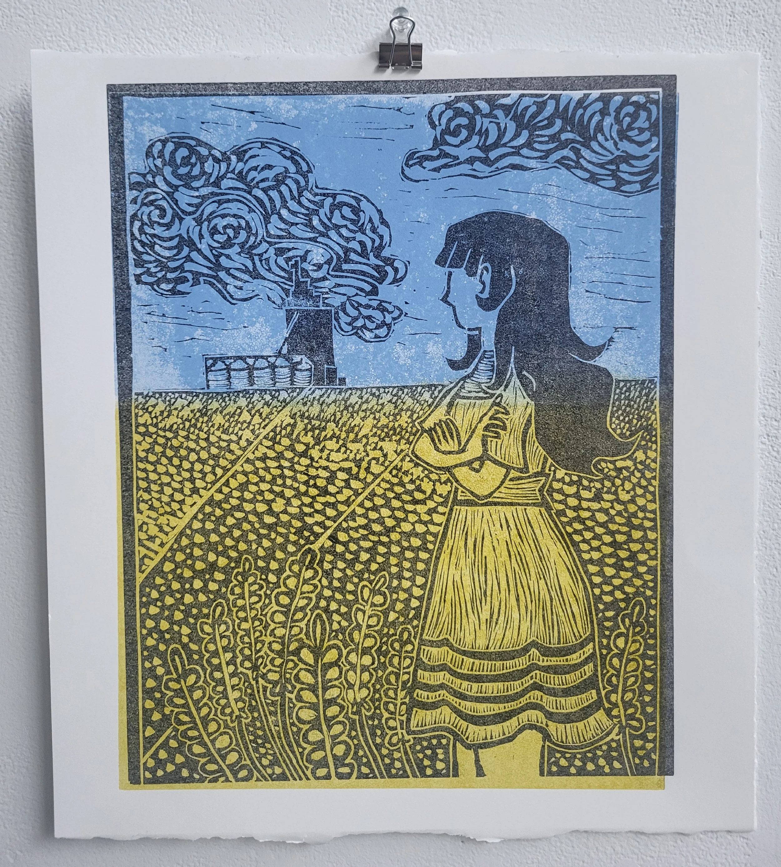 "i always see the prairies in my dreams" Lino Print, 2026