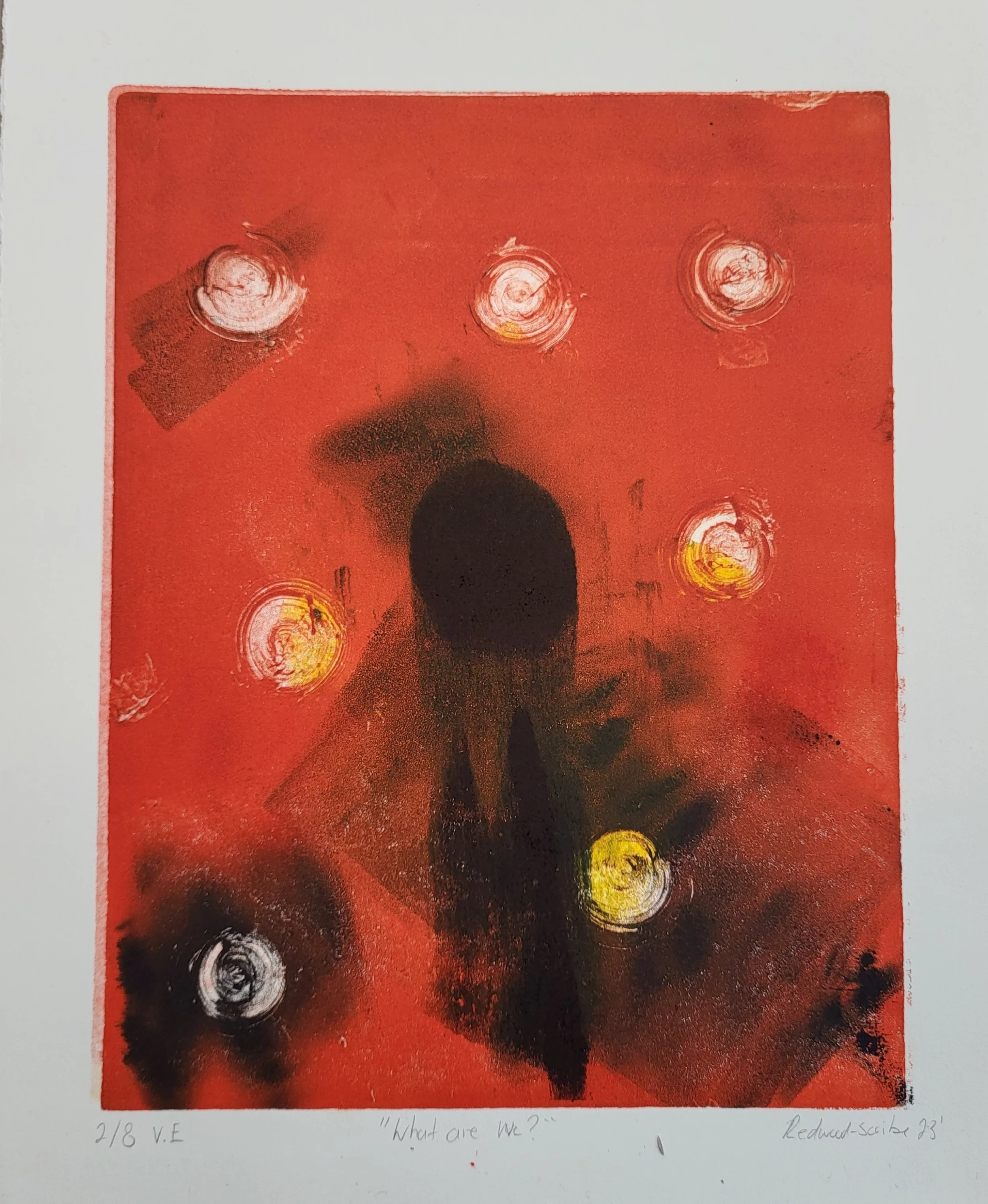 "What are we? 2" Monoprint, 2023 - SOLD
