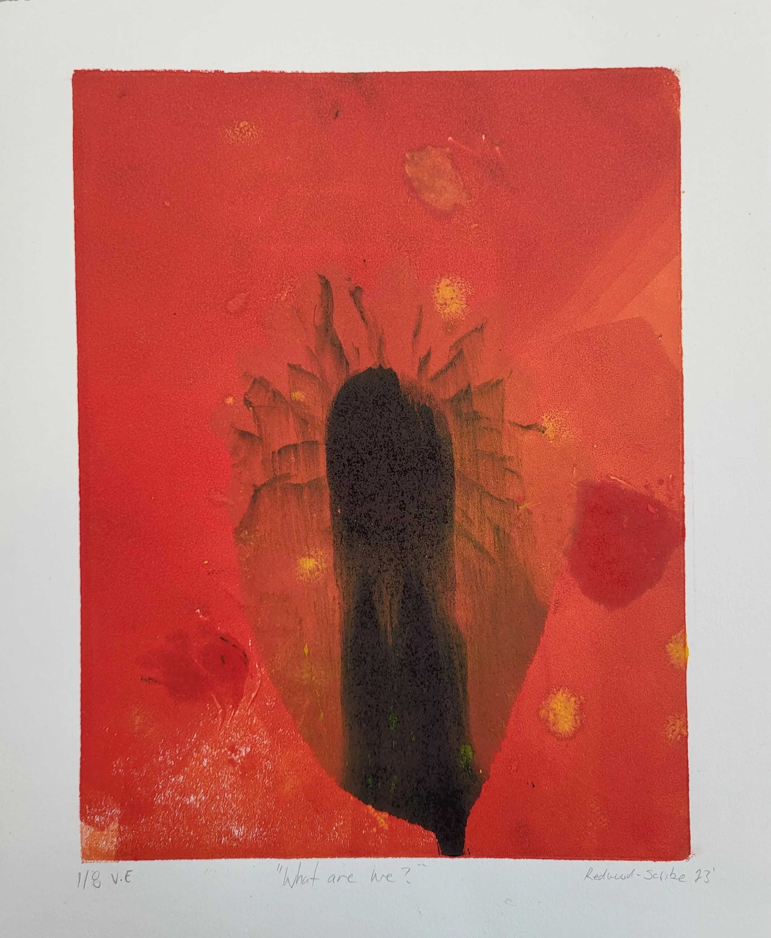 "What are we? 1" Monoprint, 2023 - SOLD
