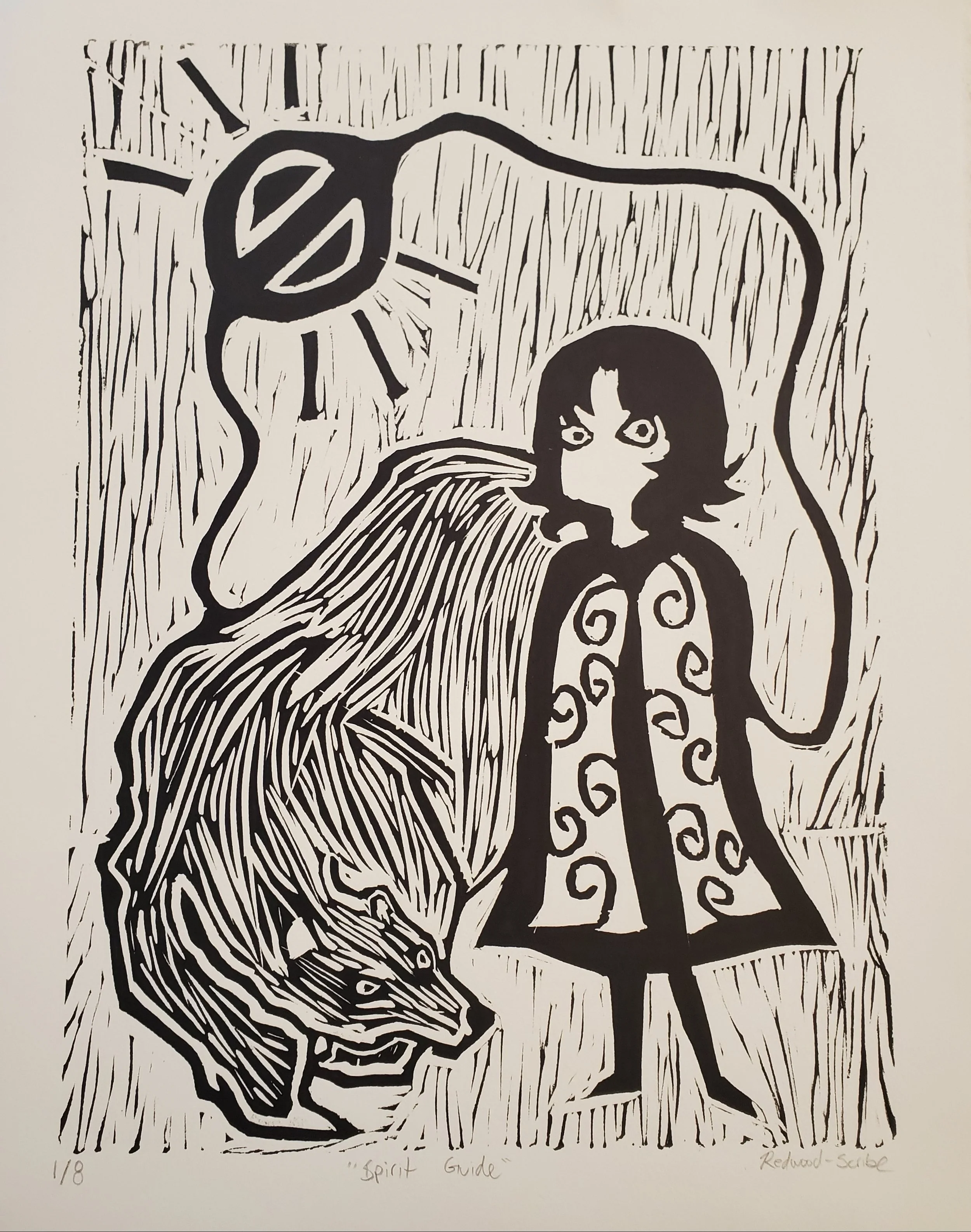 "Spirit Guide", Lino Relief Print, 2023 - SOLD