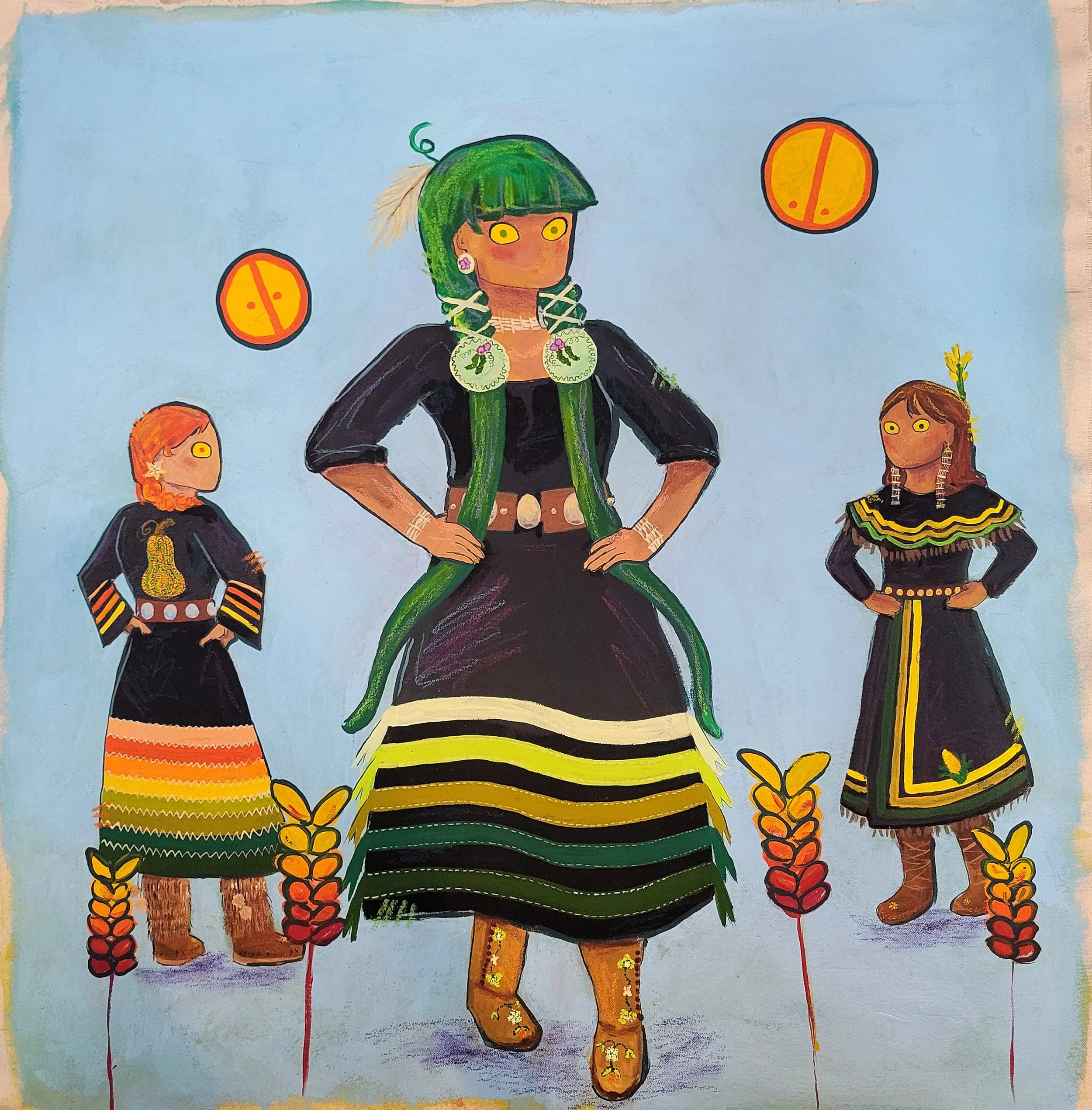 "Three Sisters", acrylic gouache, 2025