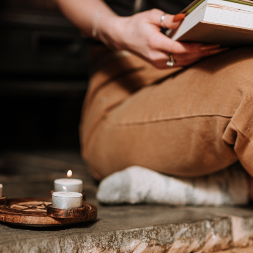 woman reading a book