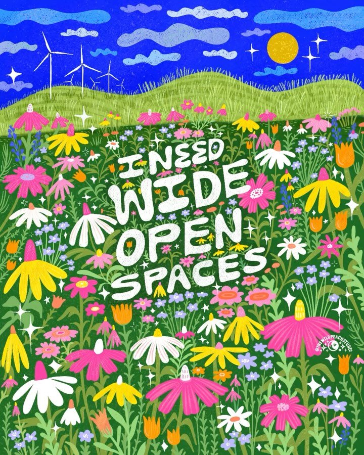 Wide open spaces 💐🌷🌸 last prompt for #livingland2025 ✨Peaceful prairies 🌼 Swipe to see the original sketch ✍️ Challenge hosted with @jag.ink 💕🫶