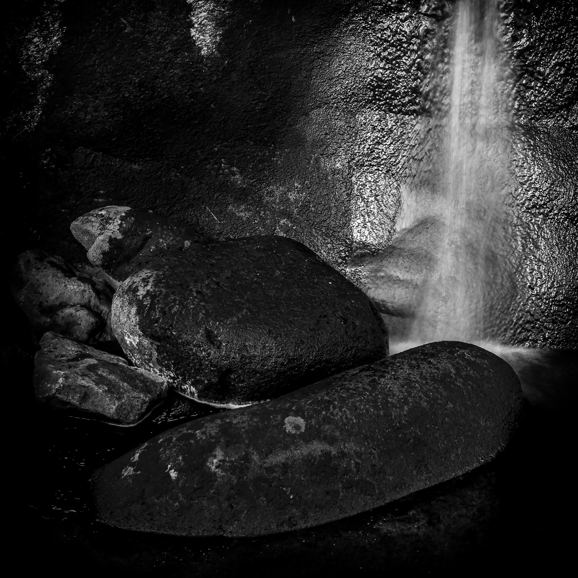 Mysterious and dark part of the Glen Etive waterfall, Scotland