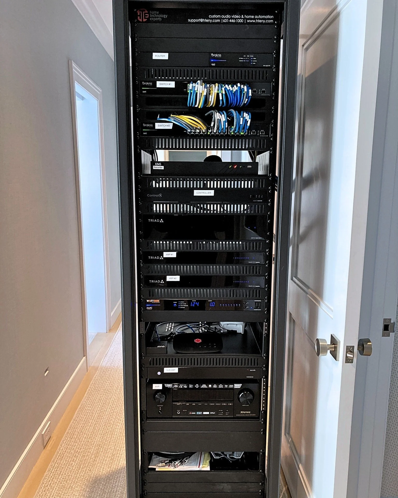 Behind every seamless smart home experience is a rack like this one, carefully designed and installed by our team.
Our Project Manager Paul built this system using Araknis network equipment and Triad Audio Distribution, all integrated with @control4 