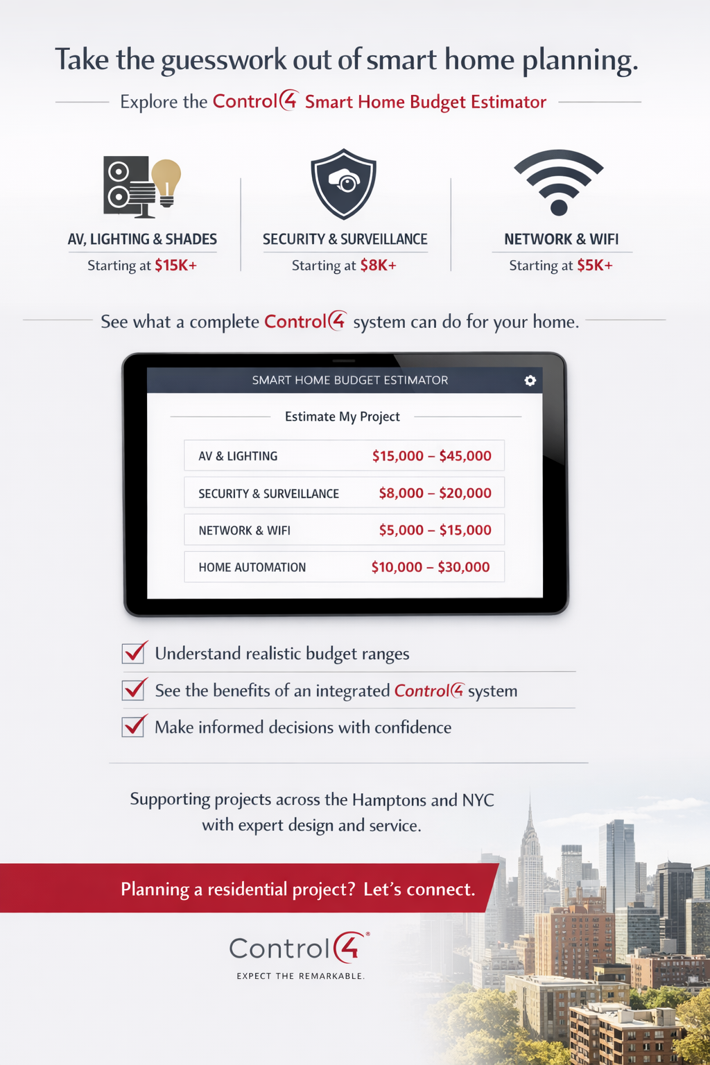 control4 smart home budget estimator