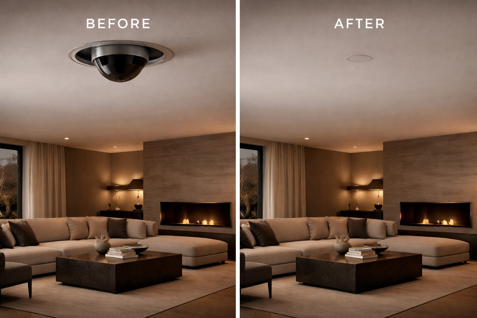 Before and after - the disappearing Future Automation Dome Camera.