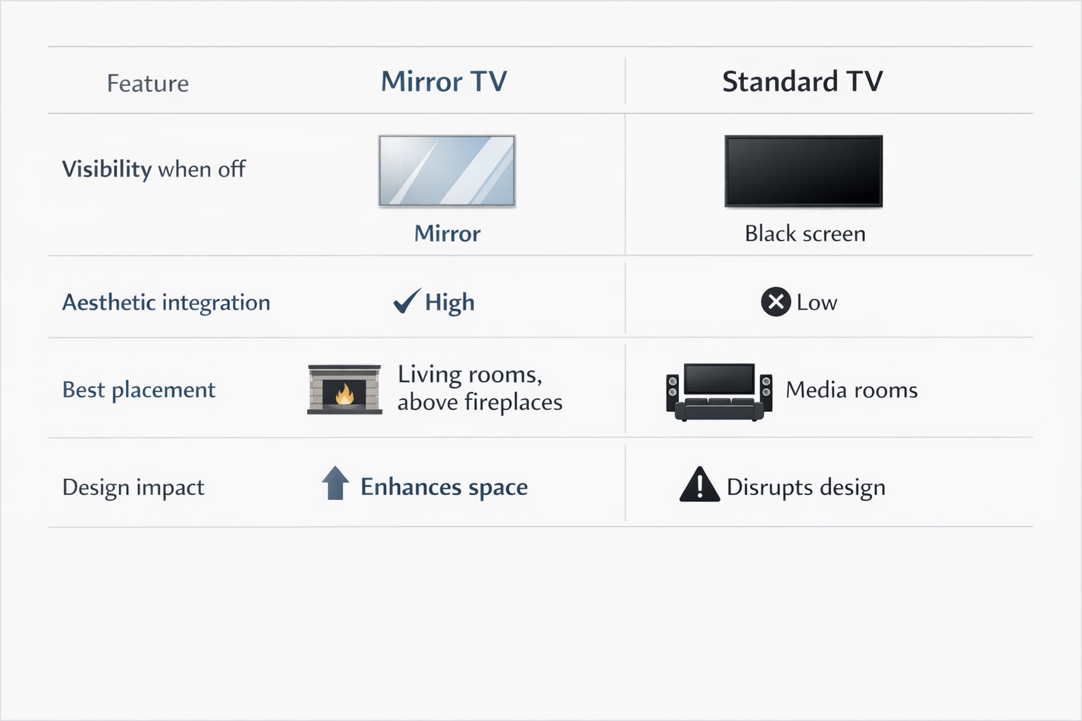 mirror tvs and standard tvs