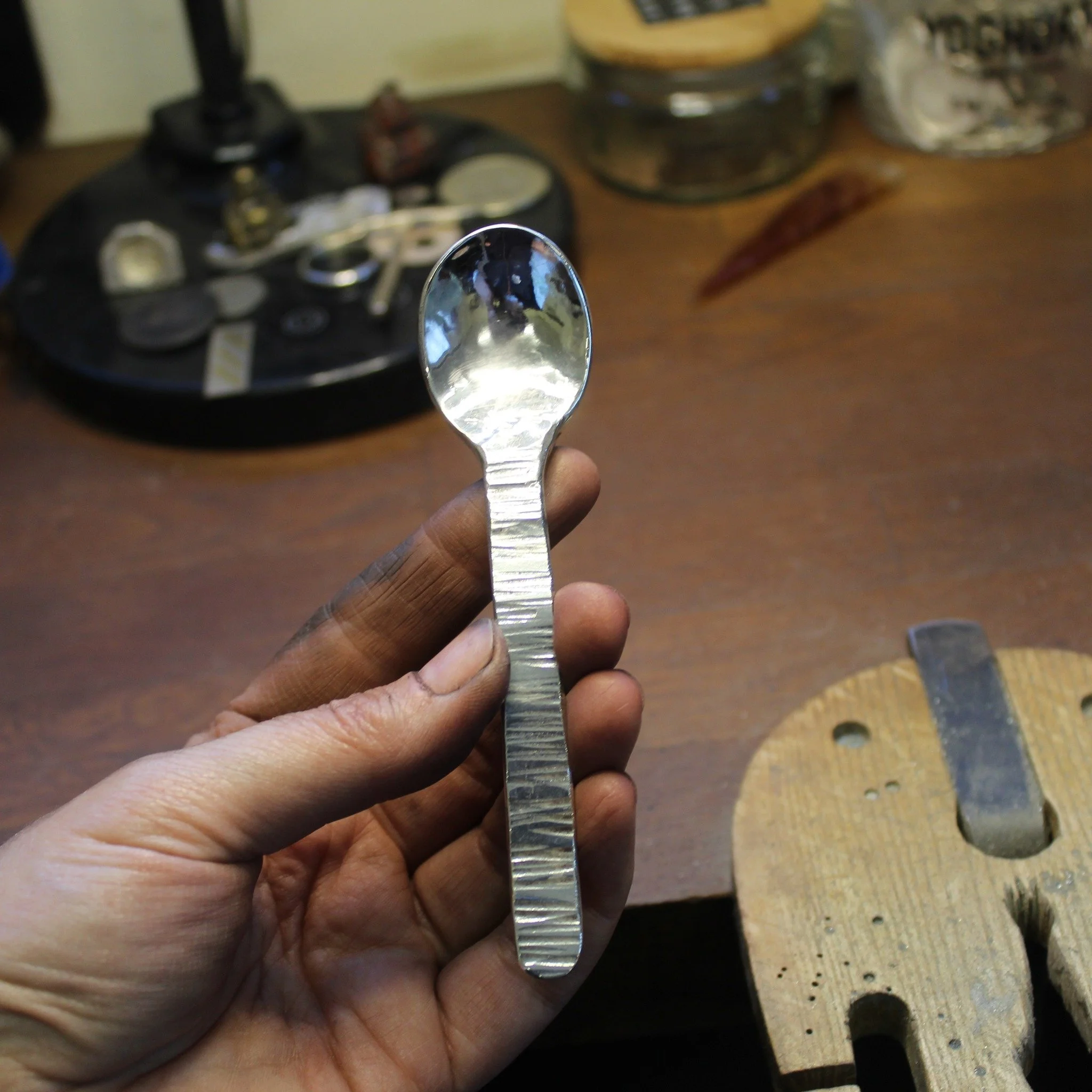 /// HAND FORGED RECYCLED SILVER SPOON WORKSHOP /// When people ask me what is my favourite thing to make I always struggle to decide because I enjoy everything I make. However it has been pointed out that every time I make a spoon, or teach someone e