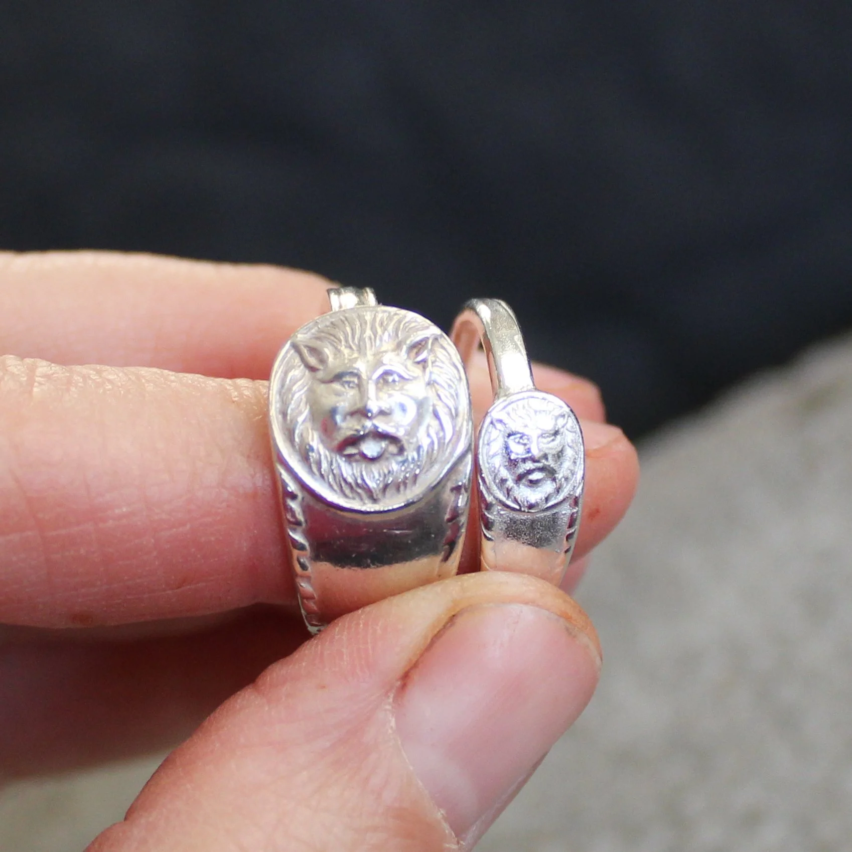 /// IRENE'S LIONS RINGS AND NECKLACES ///

Named after my aunt, who bought me these lovely early 20th Century silver lion spoons at an antiques fair quite some years ago. You can only image the things these lions have seen over the years.

I made the