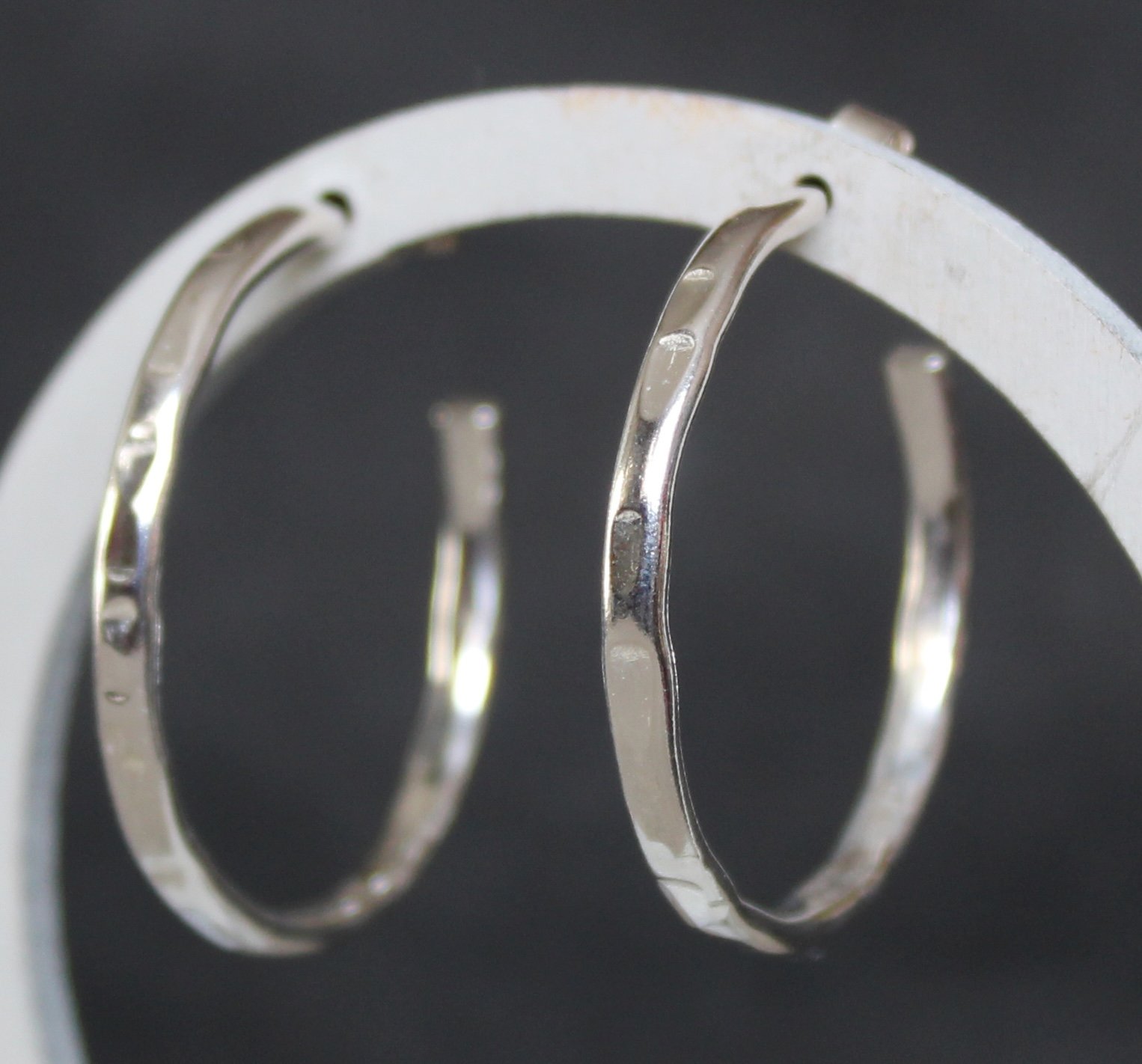 Sun-glade Recycled Silver Textured Hoop Earrings - two sizes
