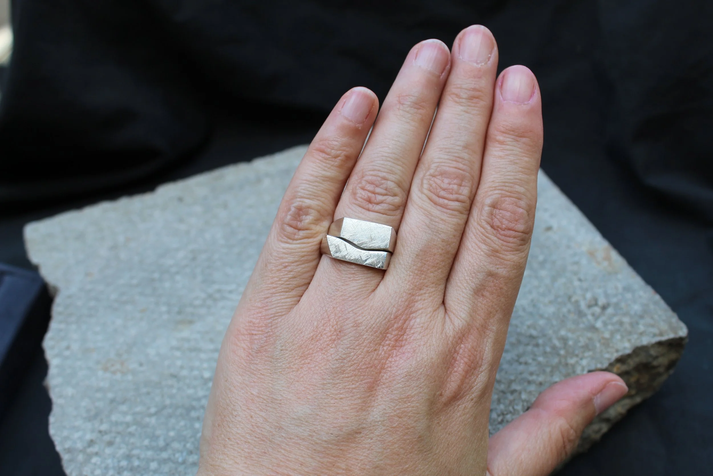 Recycled Sterling Silver Beton Brut Ring The Pair Collection