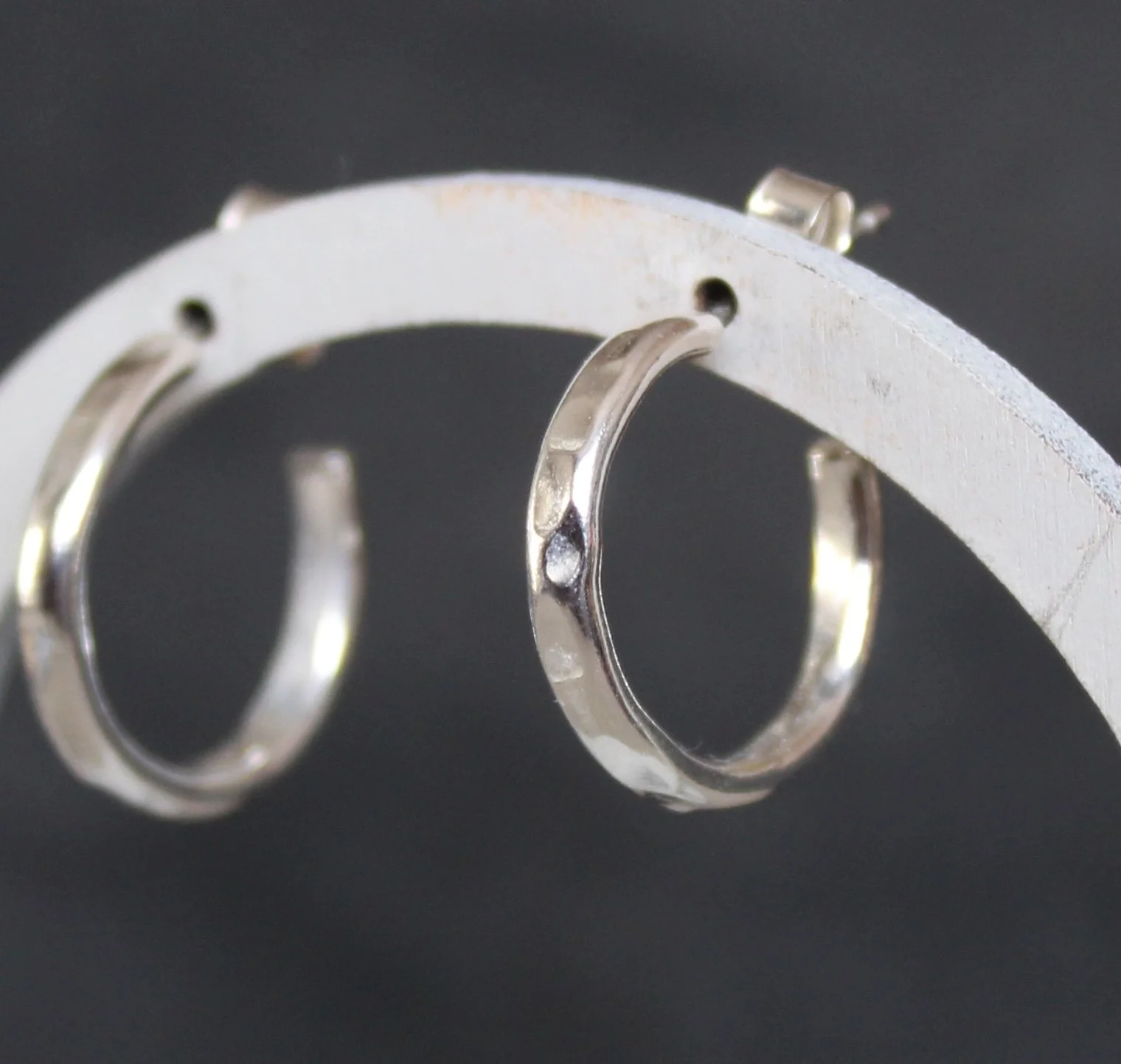 Sun-glade Recycled Silver Textured Hoop Earrings - two sizes