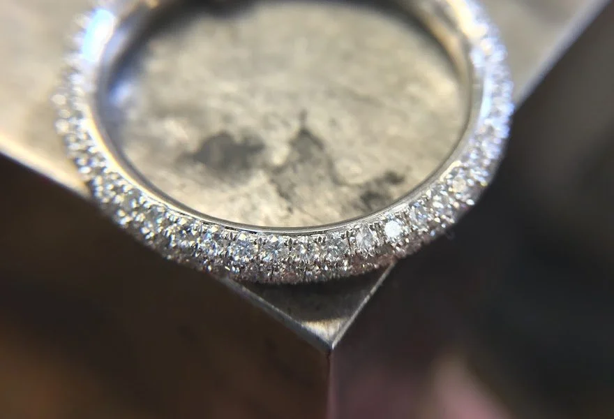 Multi row diamond set wedding band