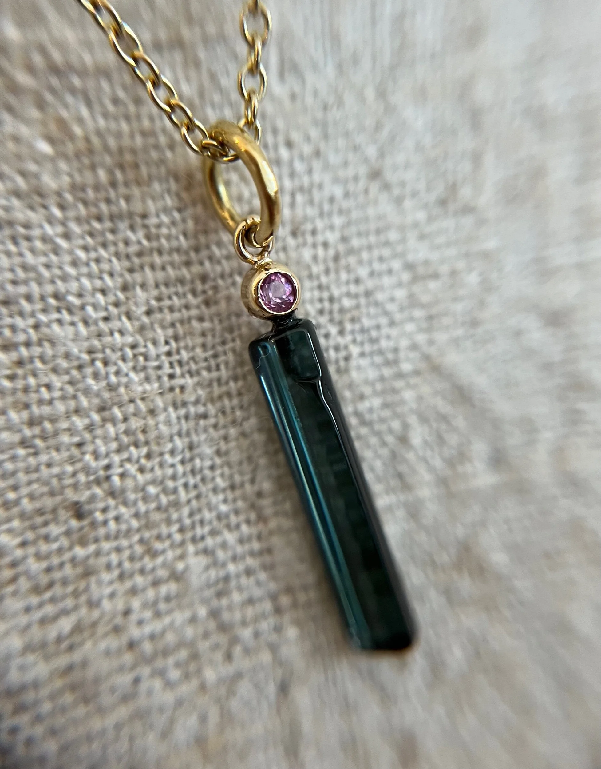 Tourmaline and pink sapphire pendant.