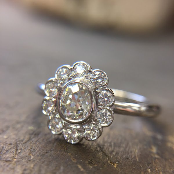 Old cut diamonds in platinum