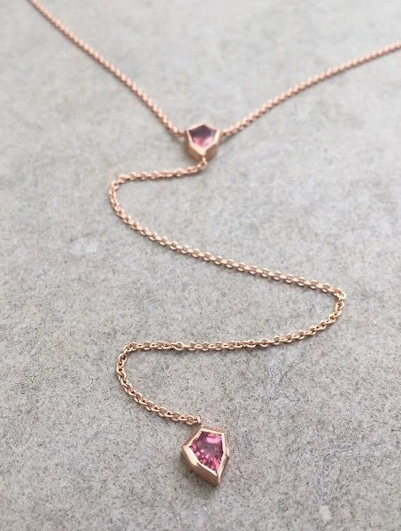 Pink tourmaline and rose gold necklace