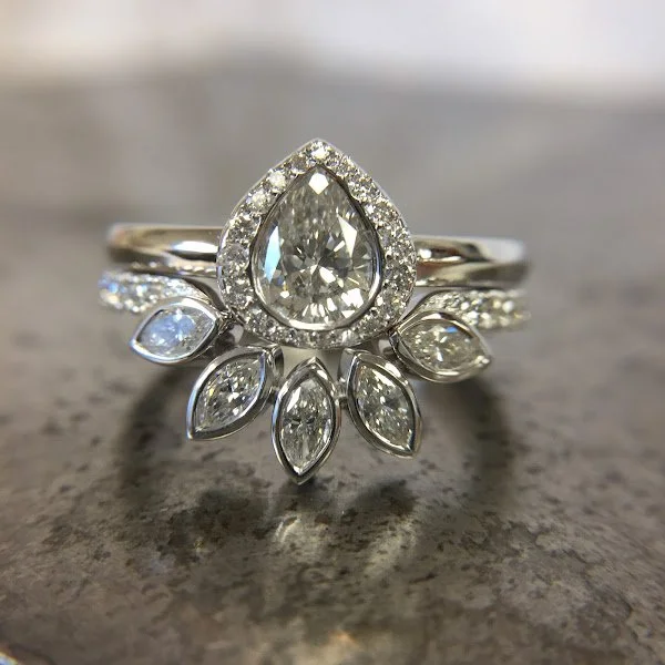 Diamond and white gold wedding set