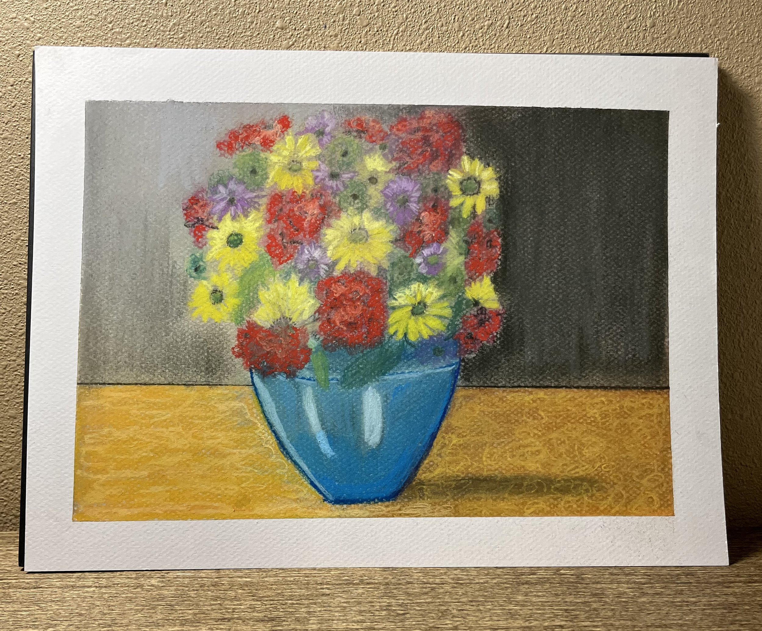 Daisy and Carnation Pastel Painting on paper