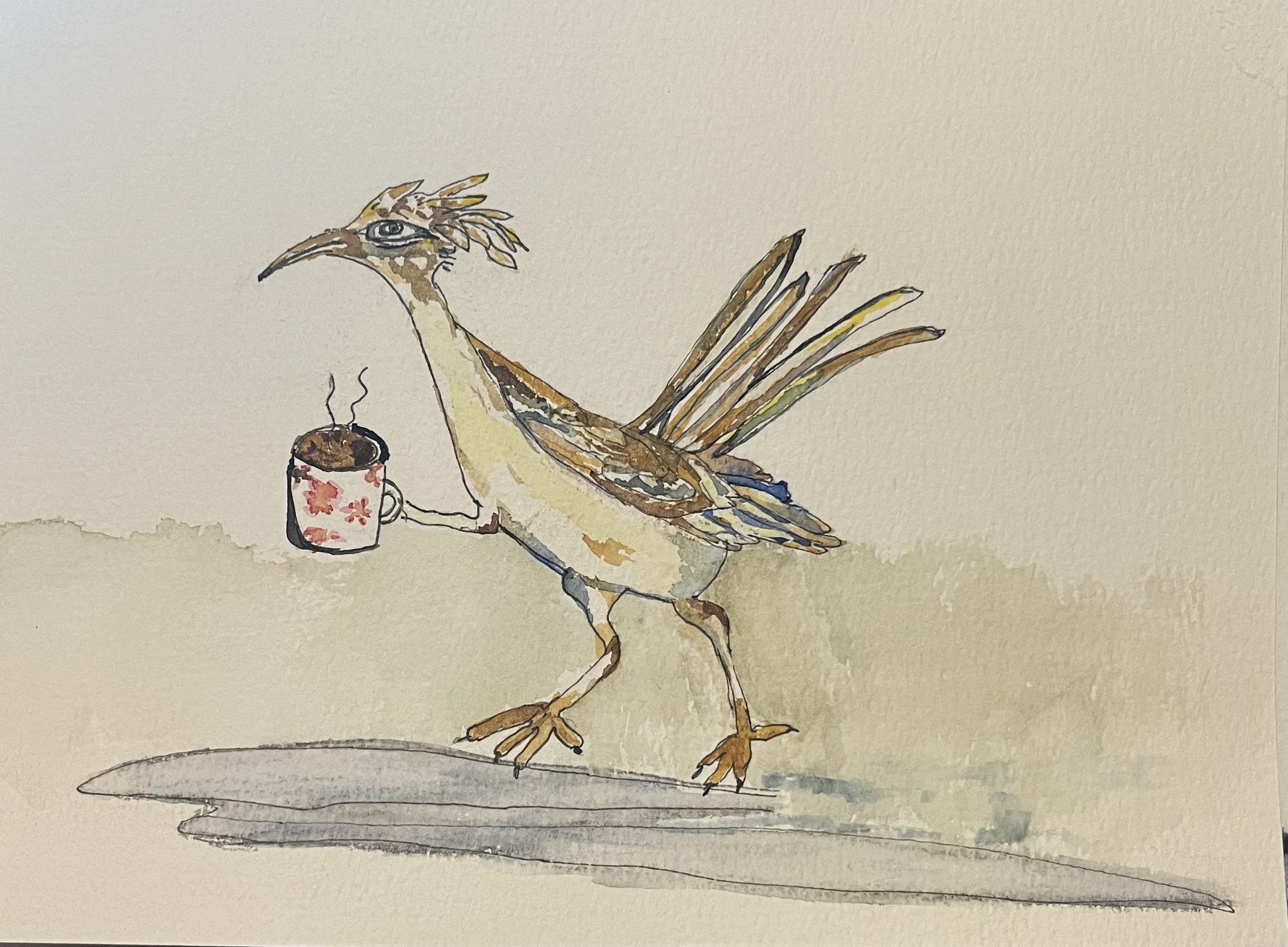 Roadrunner with Coffee
Watercolor on Paper