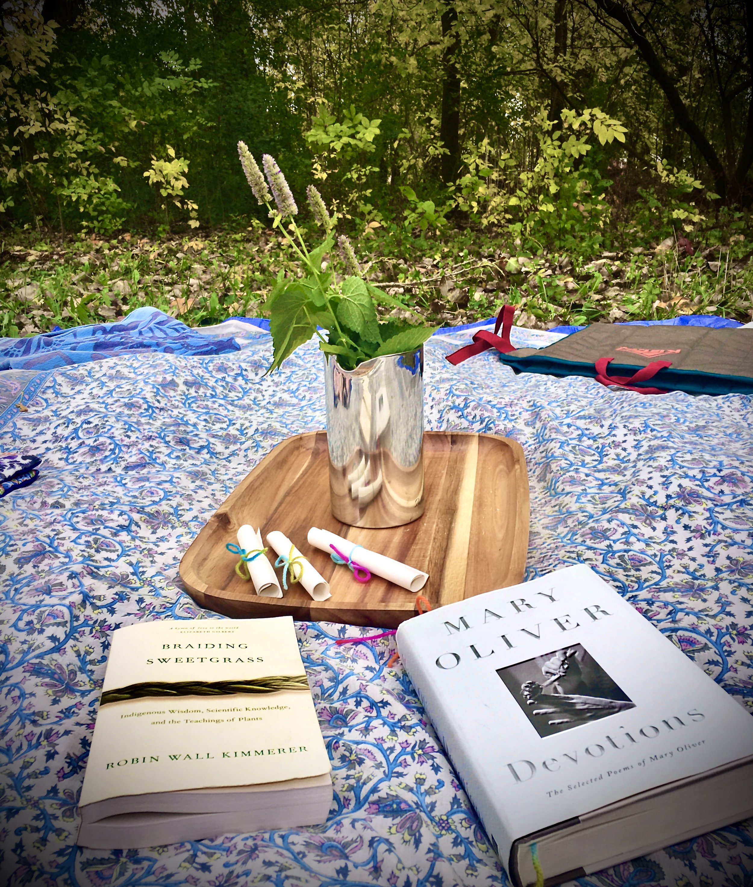 Scrolls, books, and tea prep